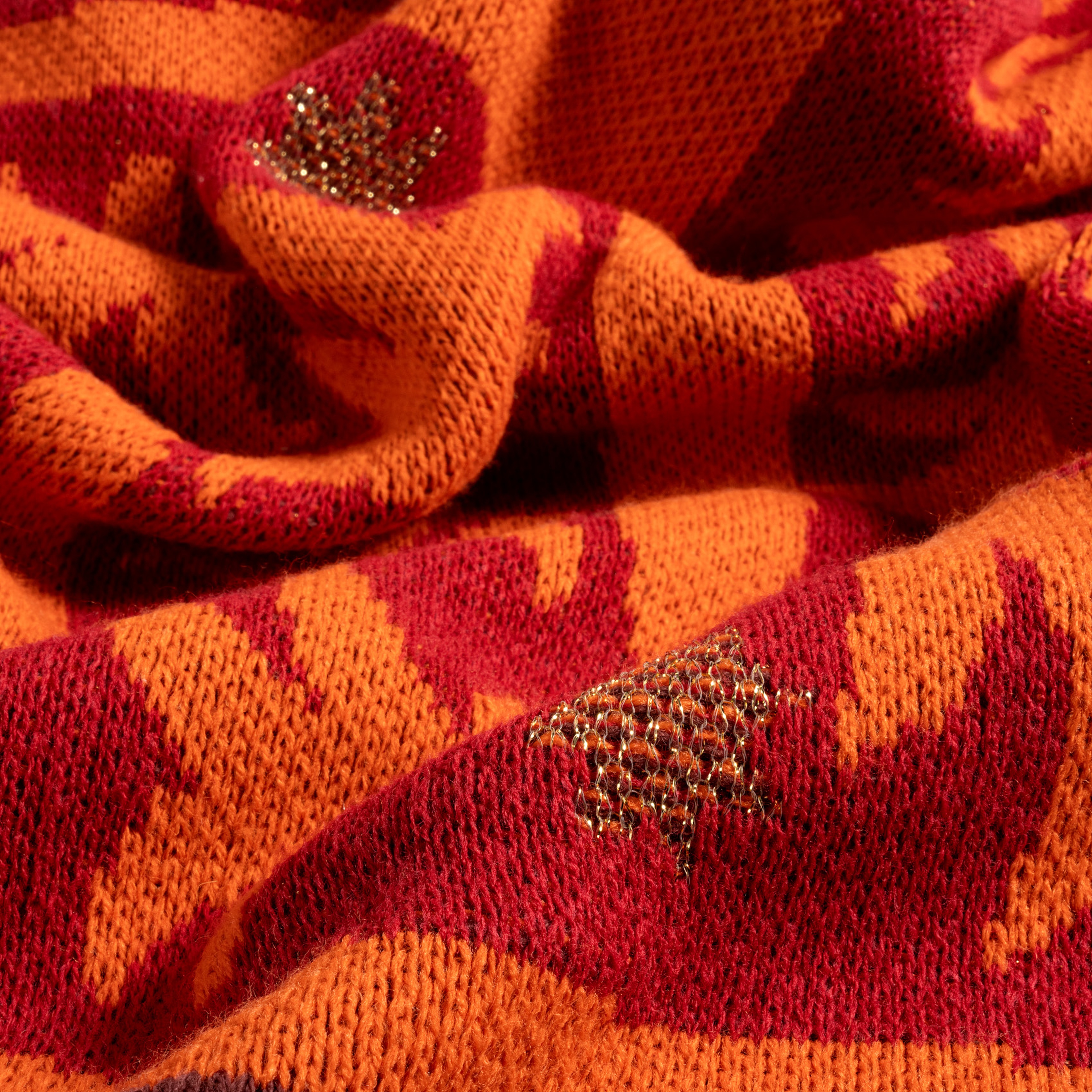 Moda Jakarlı Örme Akrilik 100% Akrilik Koltuk Şalı 130x170 Cm Bordo - Sarı