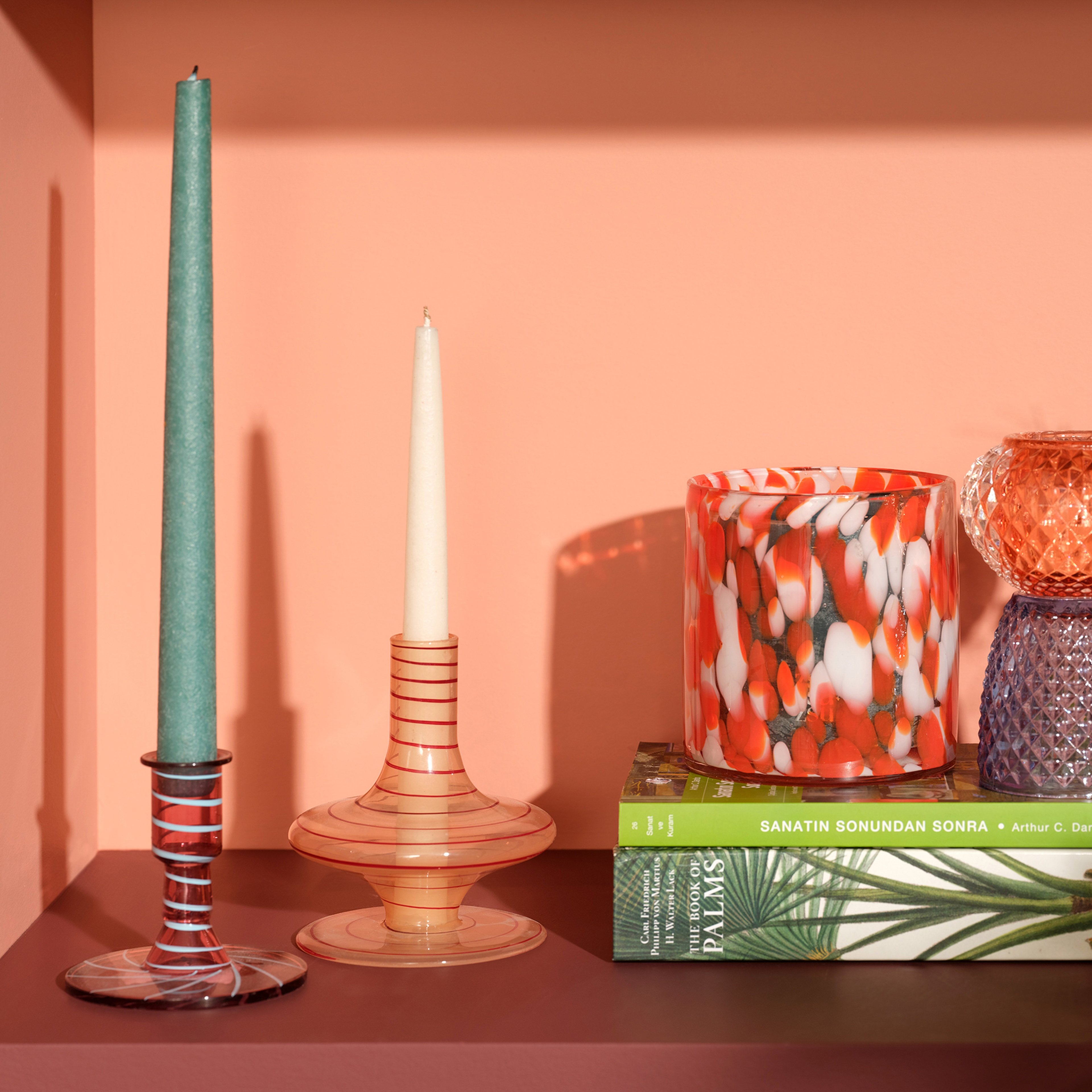 Aravalı Cam Şamdan 10x10x11.75 Cm Renkli