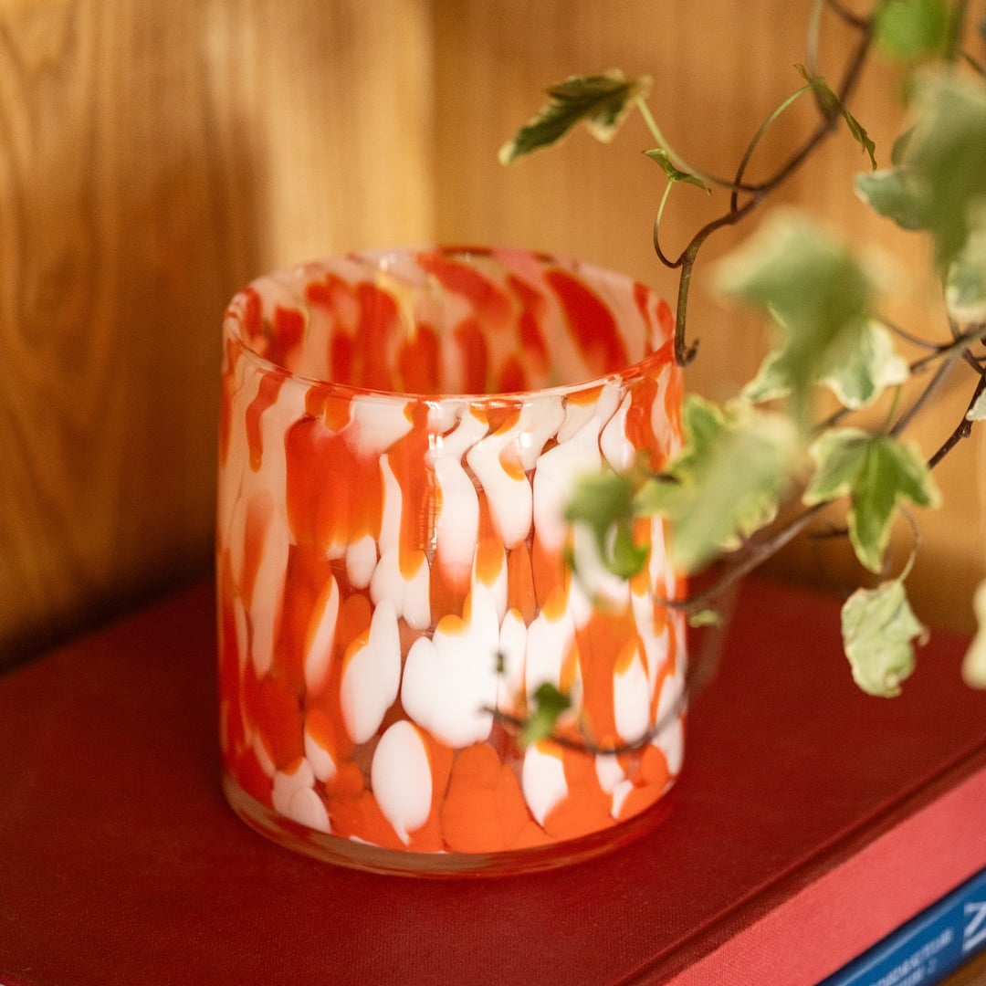 Macau Cam Vazo 11x11 Cm Kırmızı