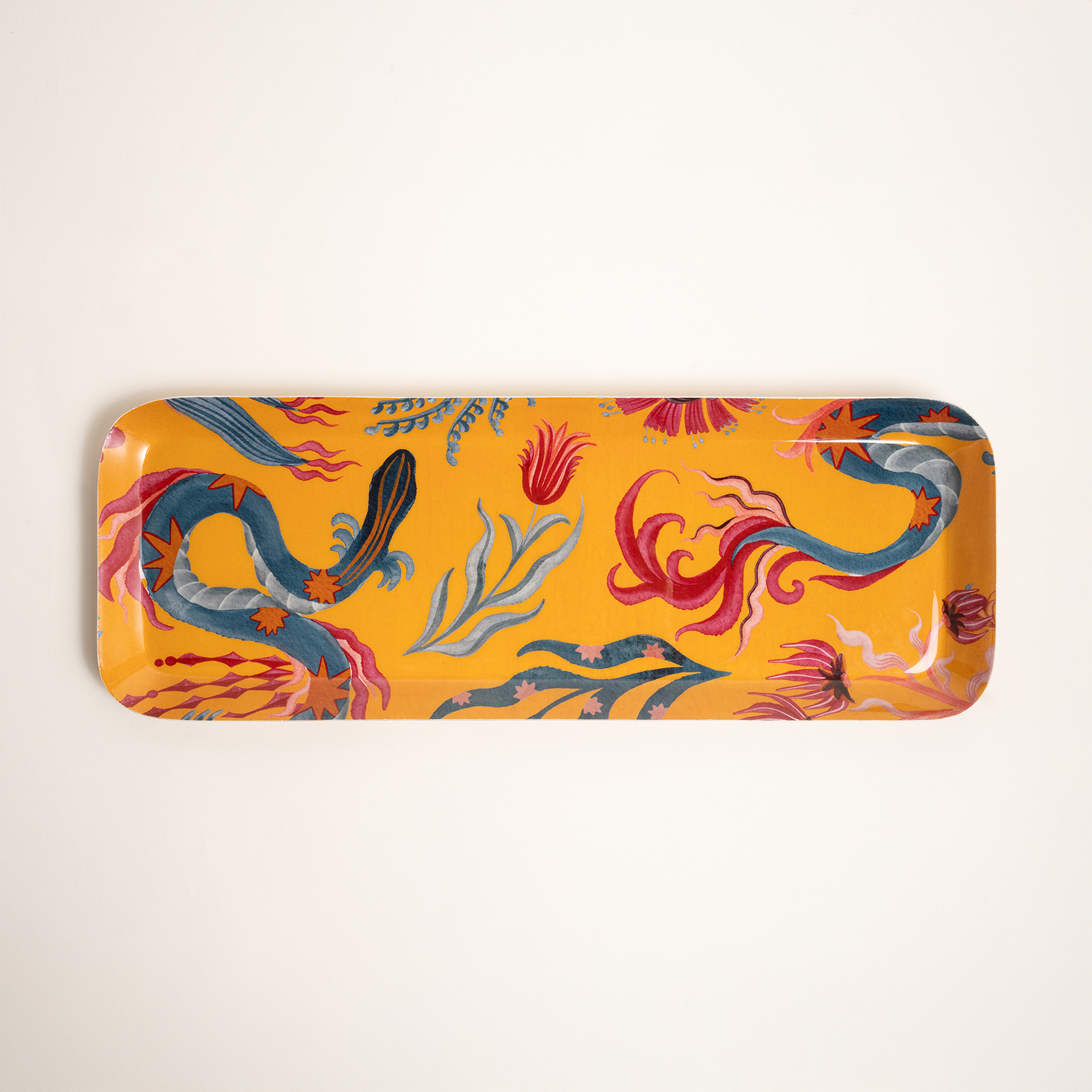 Nanpur Metal Dekoratif Tepsi 42x15x2 Cm Sarı