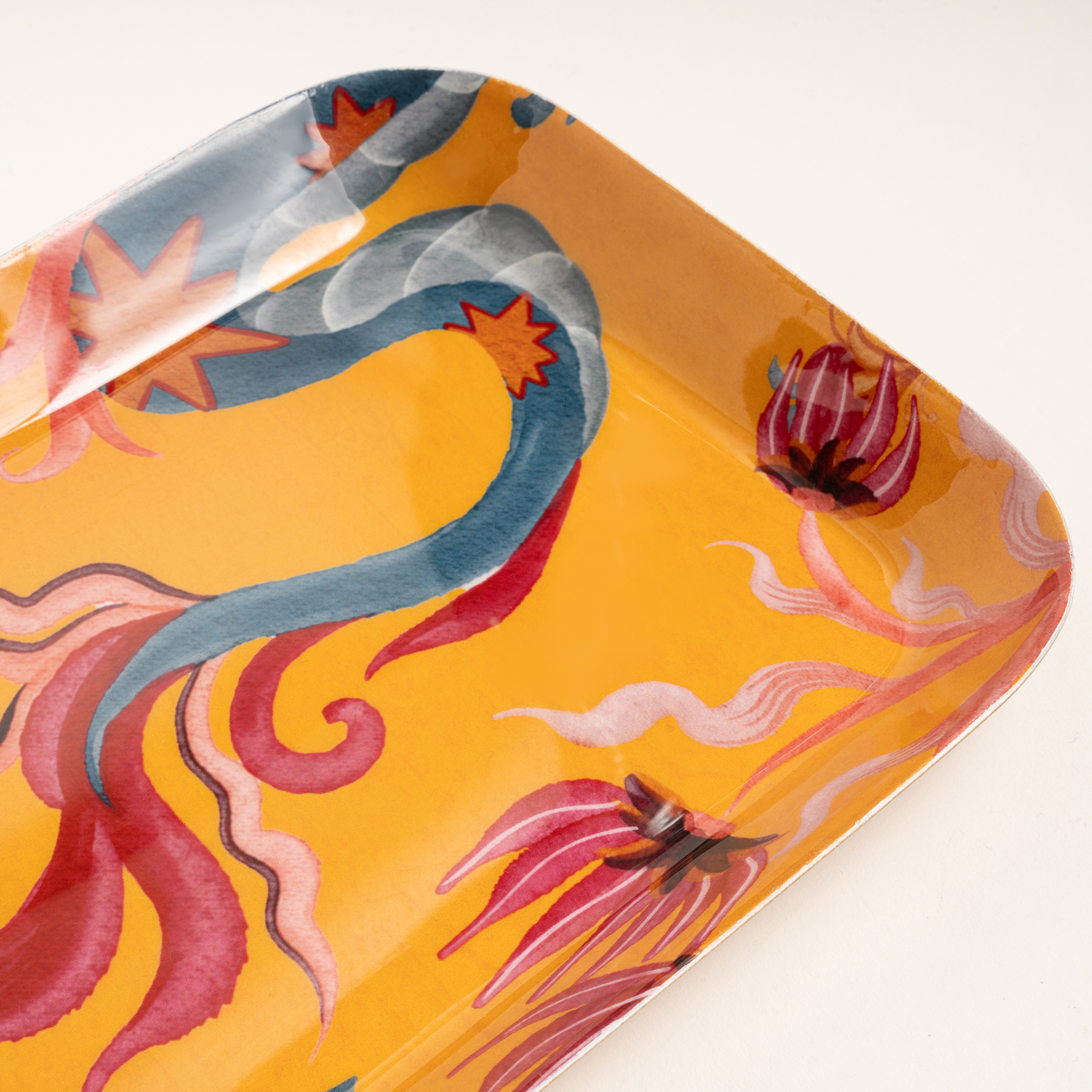 Nanpur Metal Dekoratif Tepsi 42x15x2 Cm Sarı