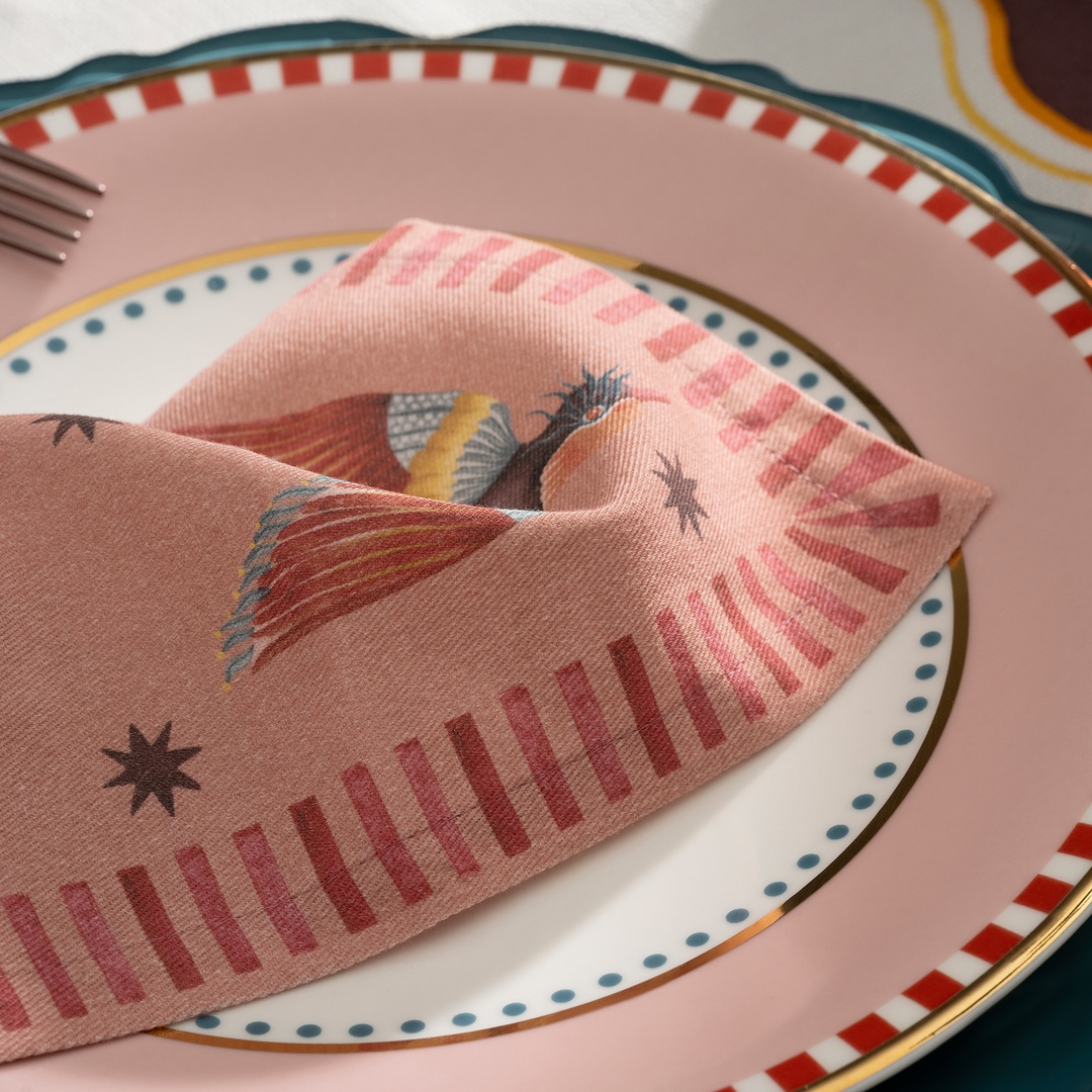 Nilüfer Baskılı Pamuk %100 Pamuk Peçete 25x25 Cm Bordo