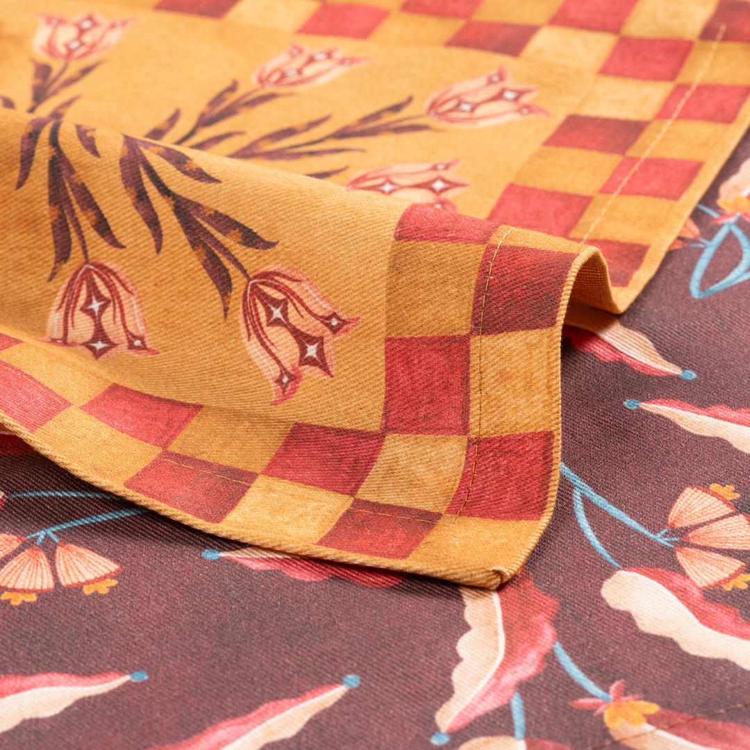 Nilüfer Baskılı Pamuk %100 Pamuk Peçete 25x25 Cm Bordo