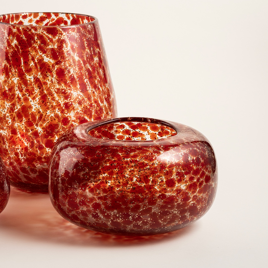 Macau Cam Vazo 22.5x22.5x13 Cm Kırmızı