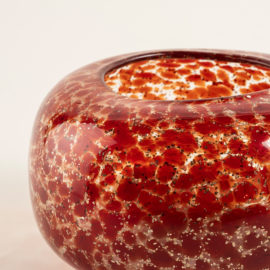 Macau Cam Vazo 22.5x22.5x13 Cm Kırmızı