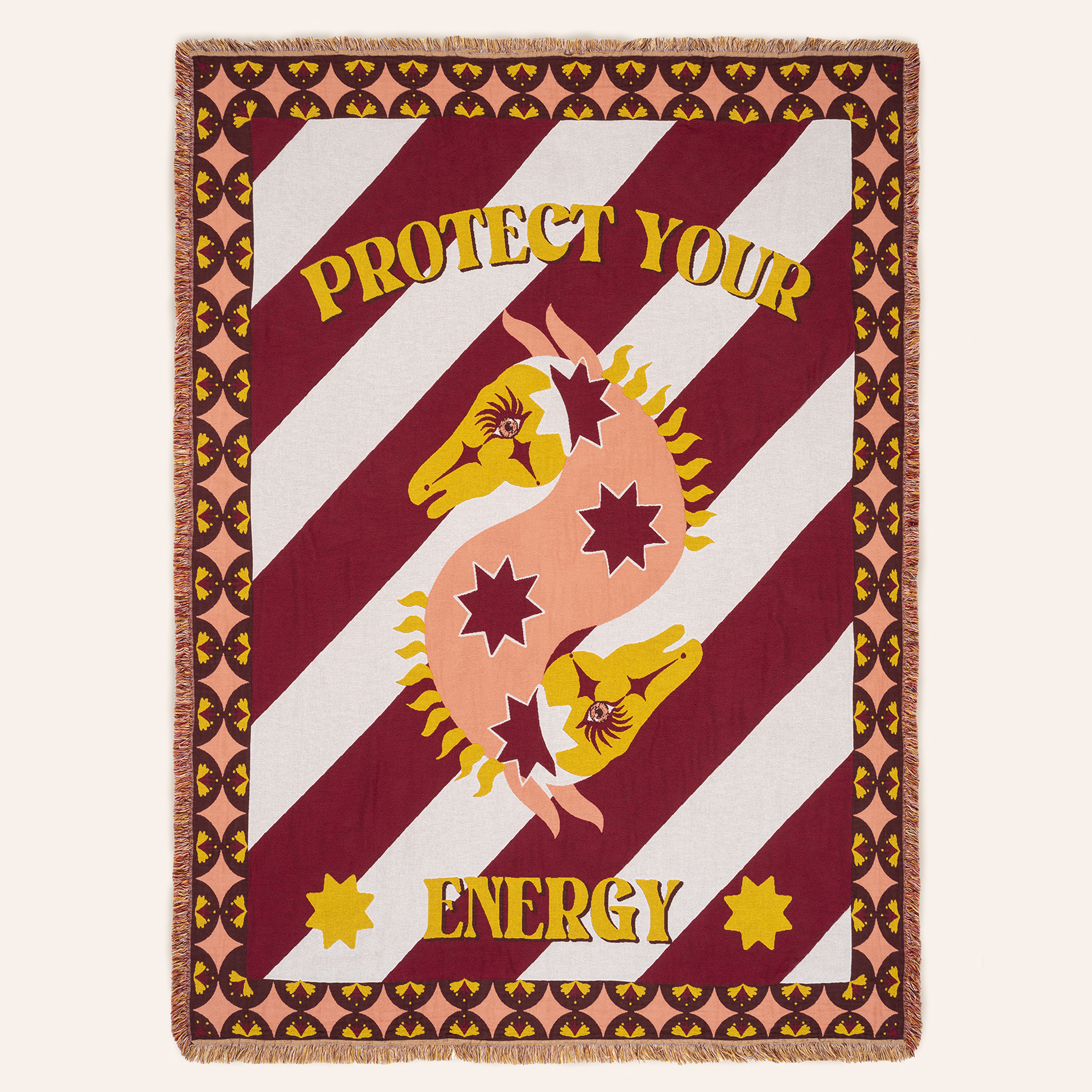 Novelas Saçaklı Jakarlı Pamuk %100 Pamuk Koltuk Şalı 137x180 Cm Pembe - Fuşya