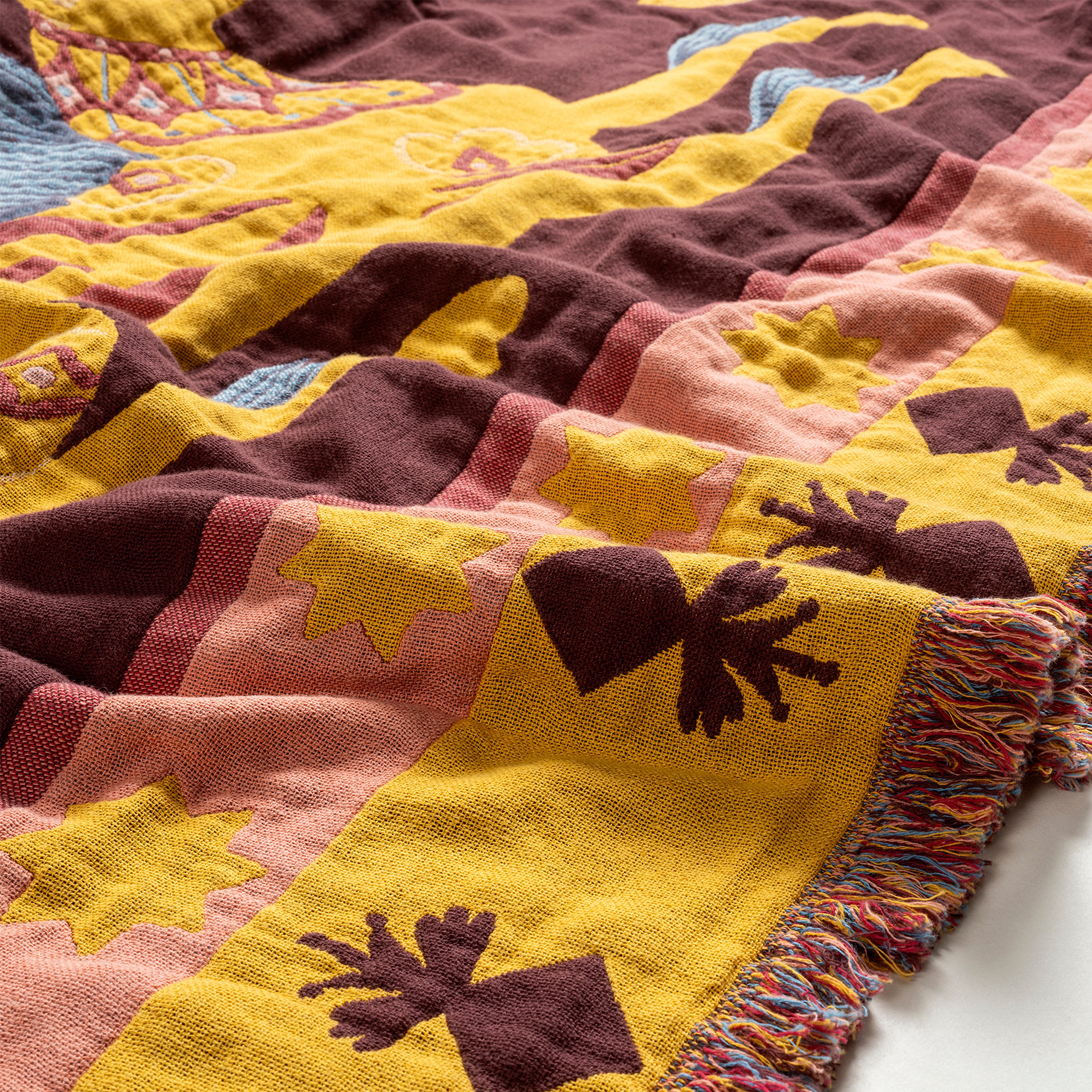 Novelas Saçaklı Jakarlı Pamuk %100 Pamuk Koltuk Şalı 137x180 Cm Renkli