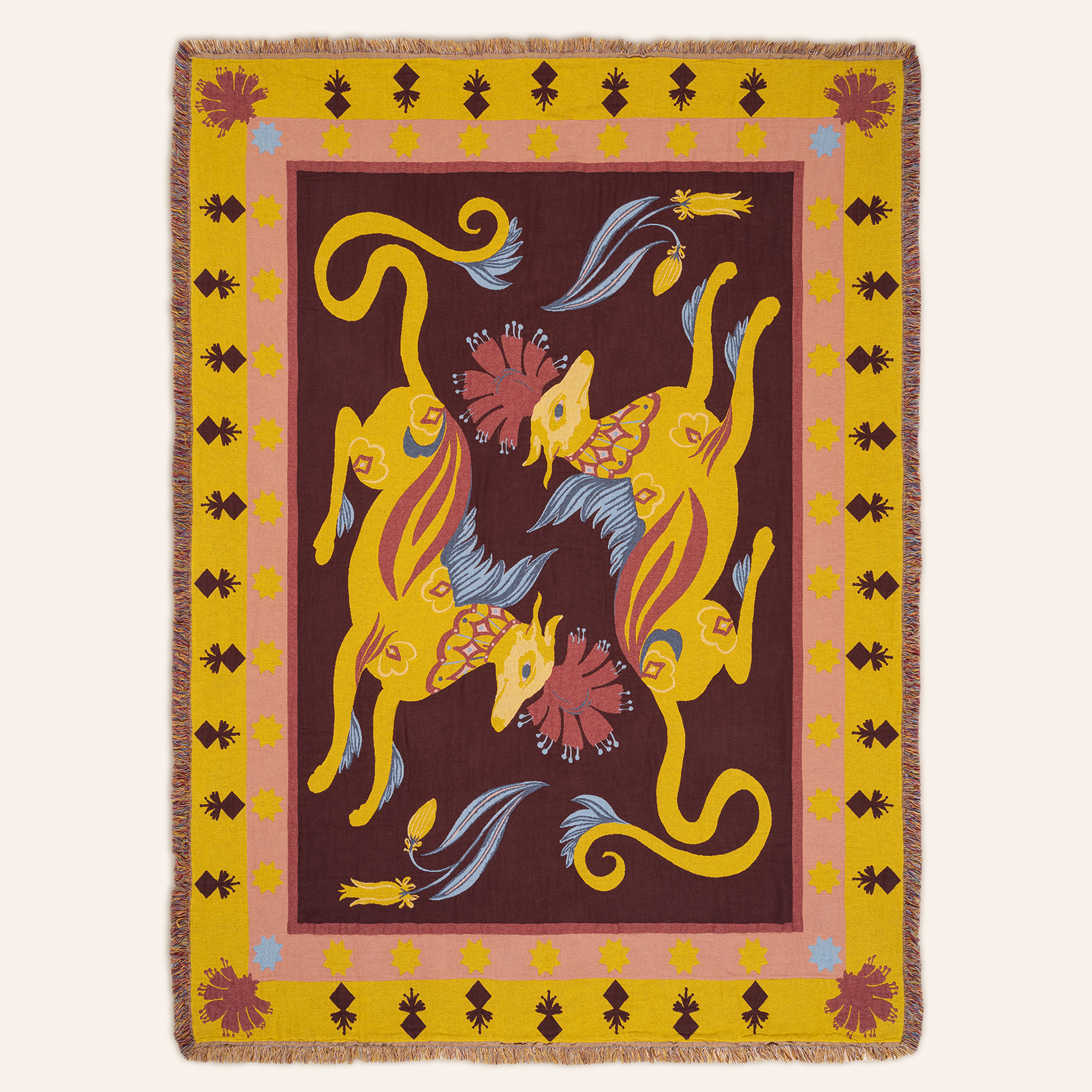 Novelas Saçaklı Jakarlı Pamuk %100 Pamuk Koltuk Şalı 137x180 Cm Renkli