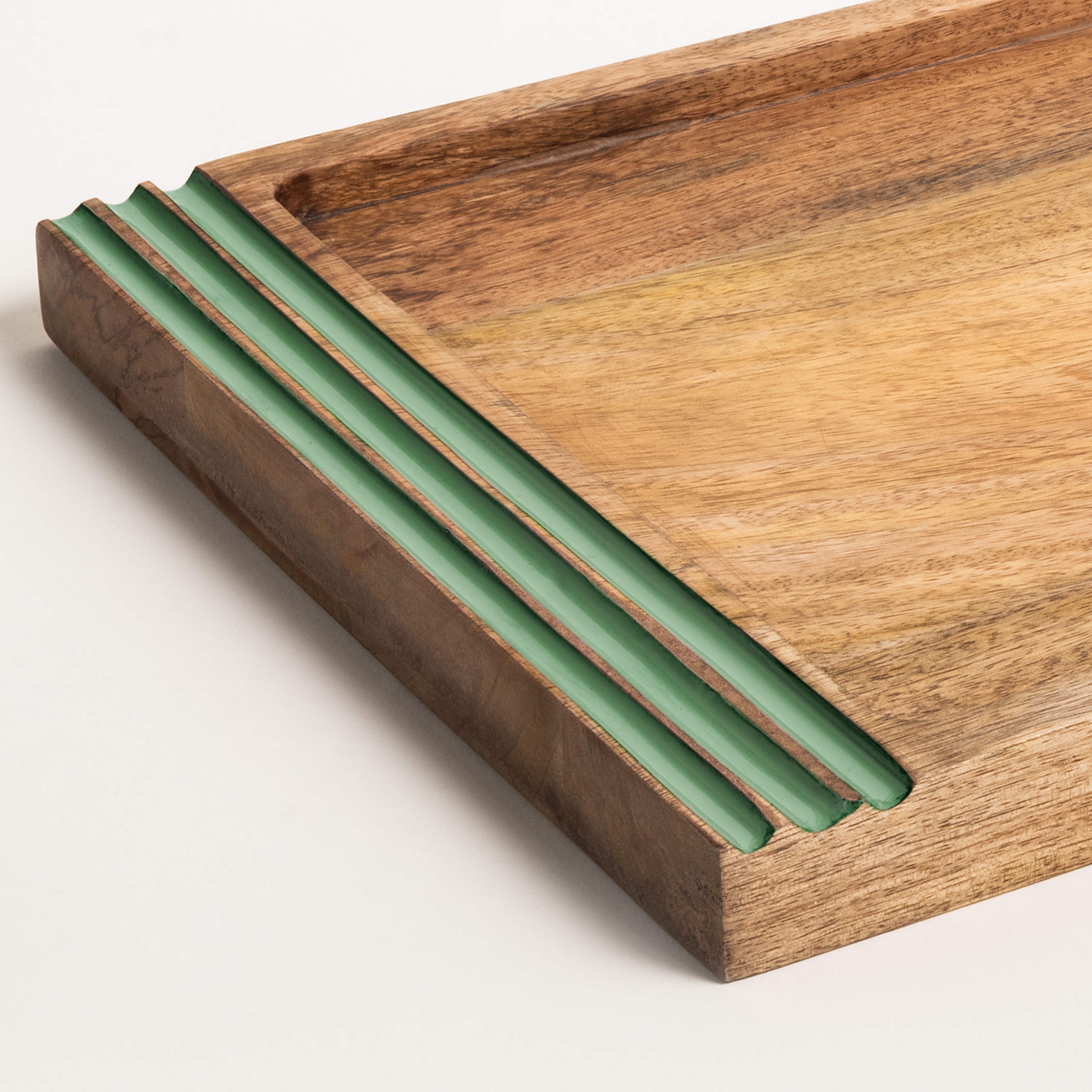 Lakrı Mango Ağacı Tepsi 45 Cm Yeşil