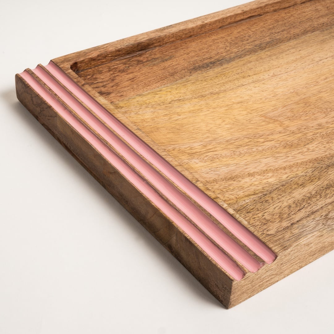 Lakrı Mango Ağacı Tepsi 45 Cm Pembe