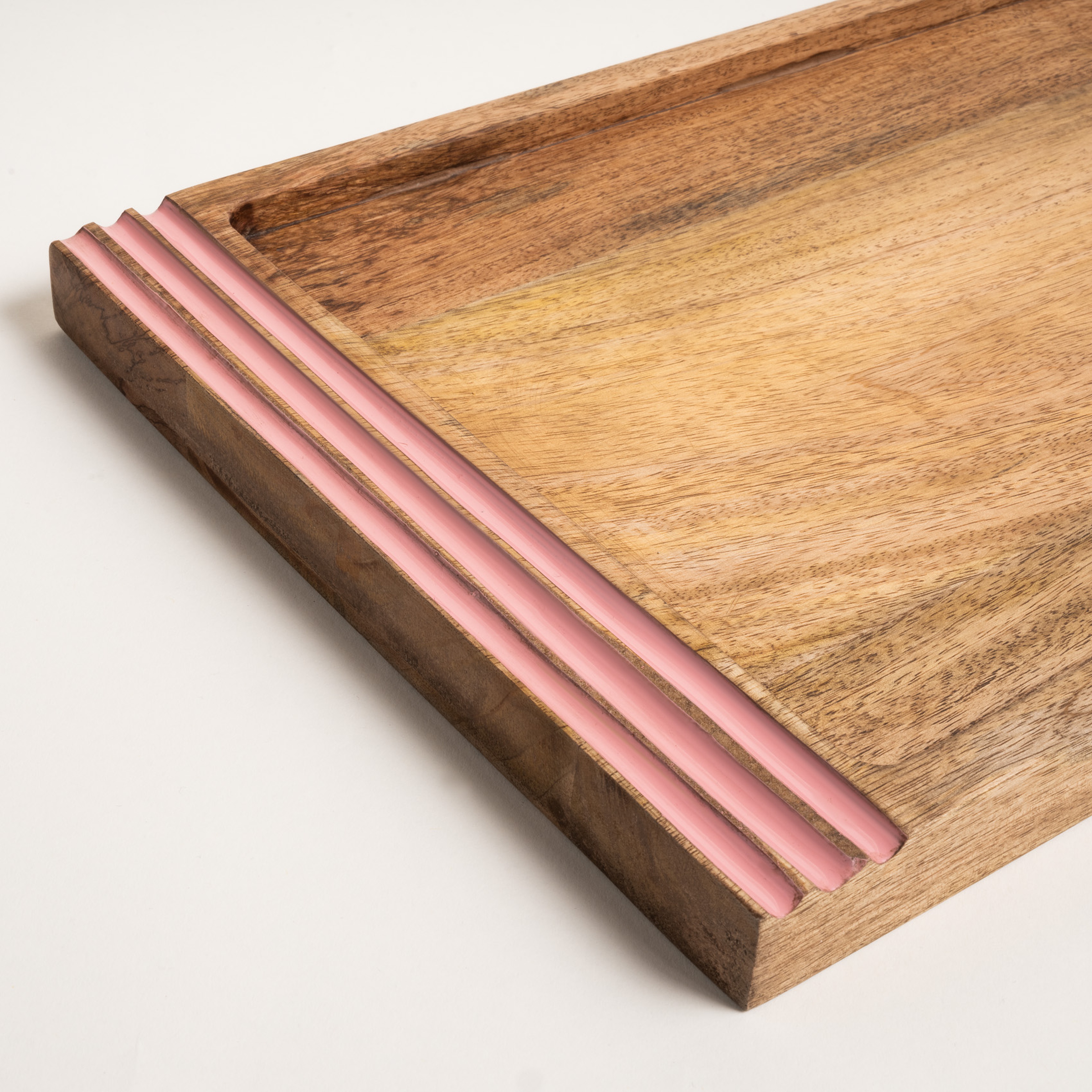 Lakrı Mango Ağacı Tepsi 45 Cm Pembe