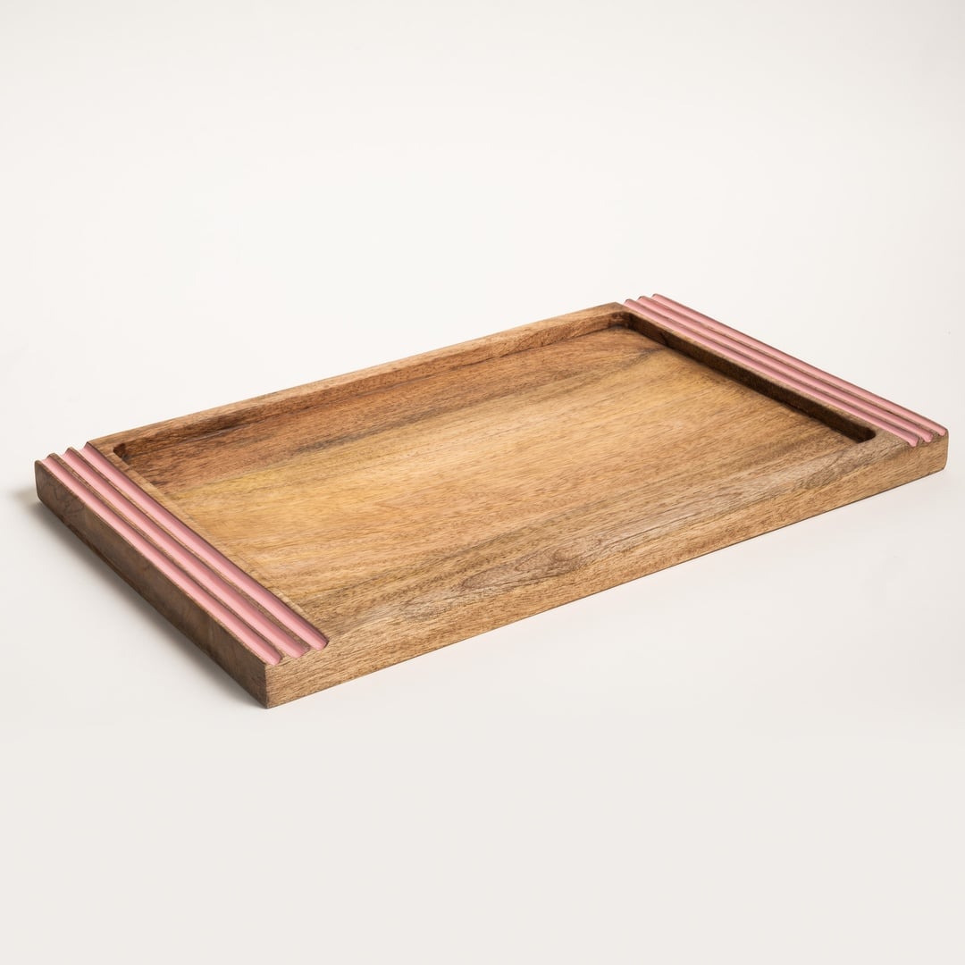 Lakrı Mango Ağacı Tepsi 45 Cm Pembe