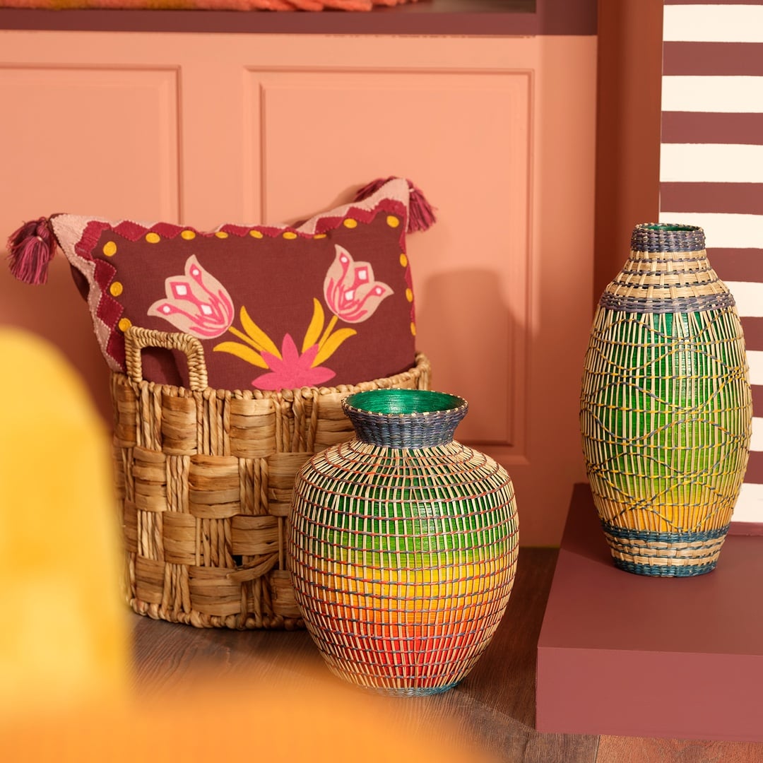 Tam Dao Deniz Çayırı - Bambu Vazo 18x18x40 Cm Renkli