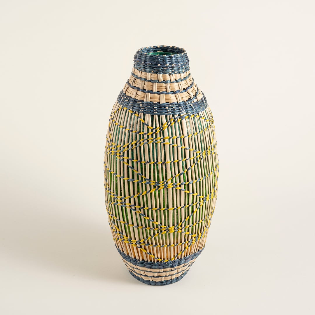 Tam Dao Deniz Çayırı - Bambu Vazo 18x18x40 Cm Renkli