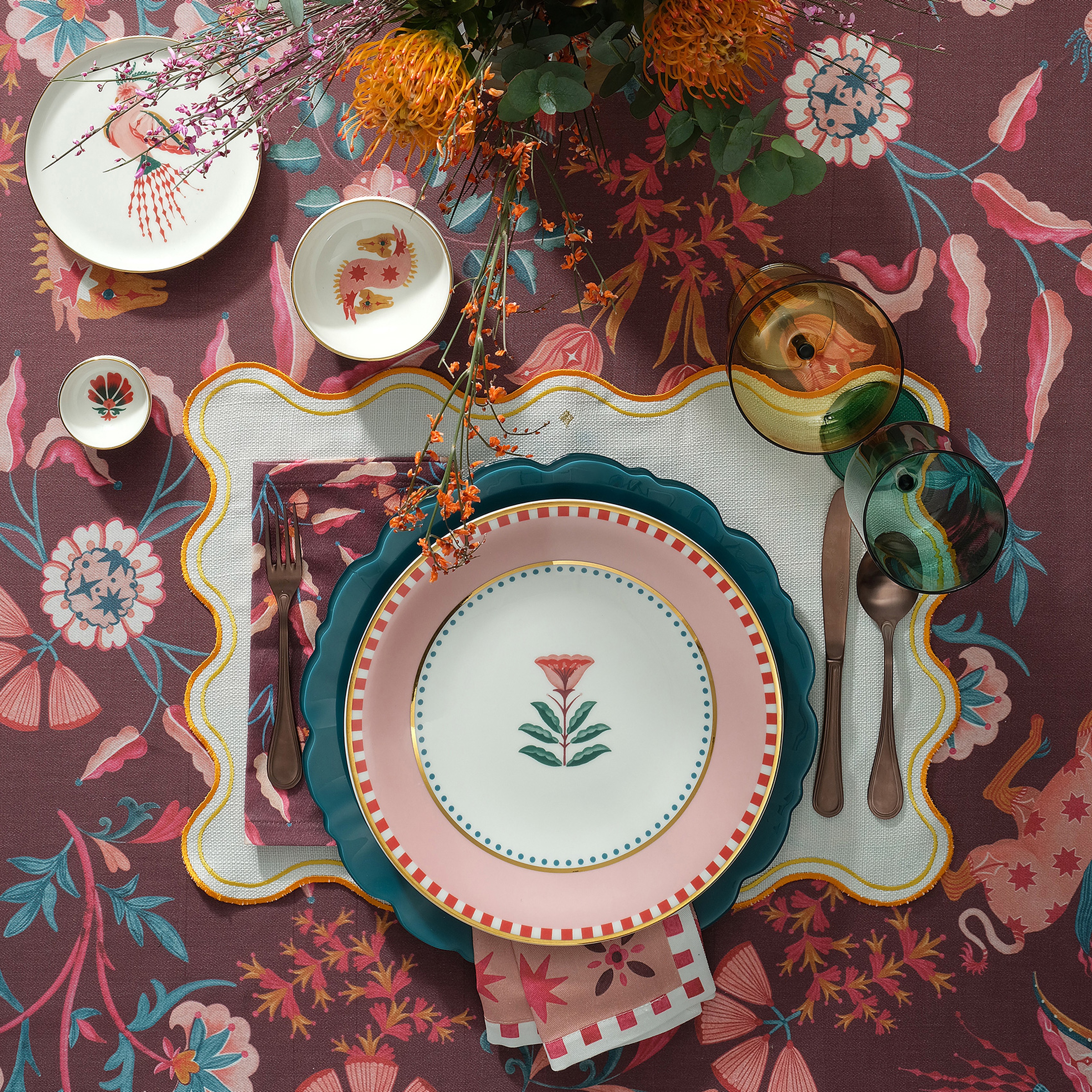 Gediz Porselen Yemek Tabağı 27 Cm Pembe