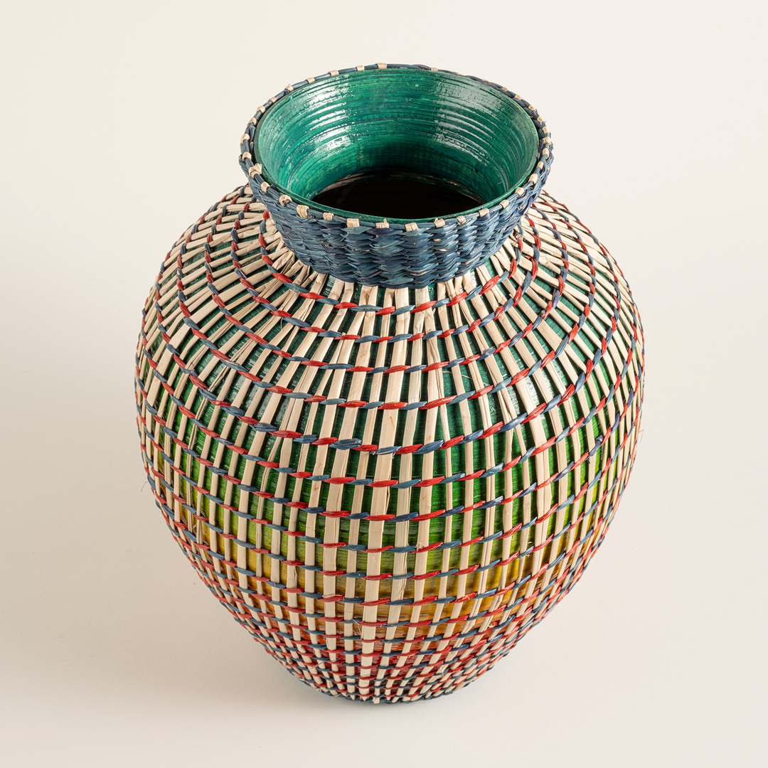 Tam Dao Deniz Çayırı - Bambu Vazo 25x25x30 Cm Renkli