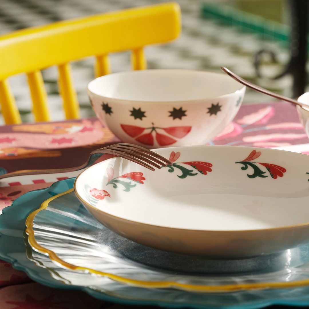 Gediz Porselen Çukur Tabak 21 Cm Renkli