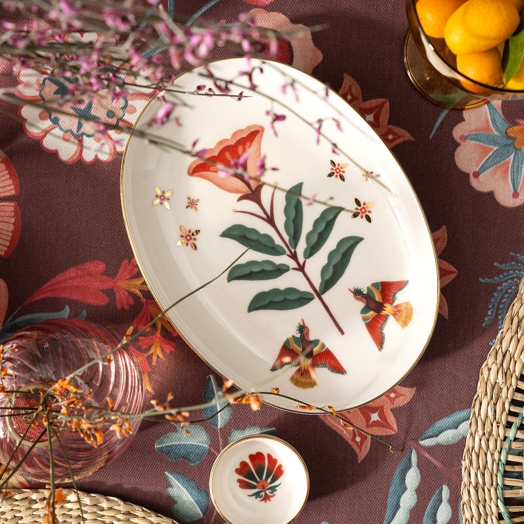 Gediz Porselen Oval Tabak 22 Cm Renkli