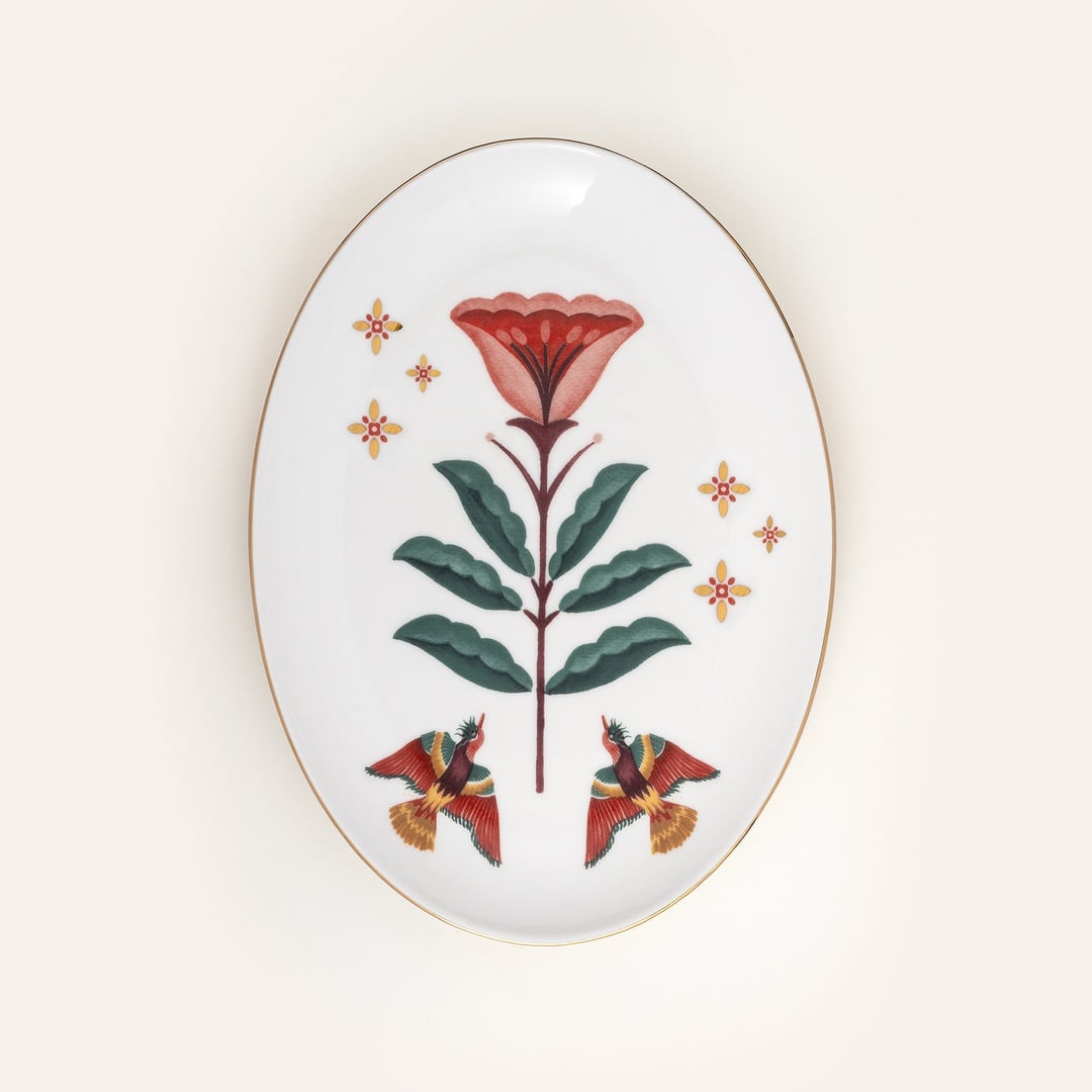 Gediz Porselen Oval Tabak 22 Cm Renkli