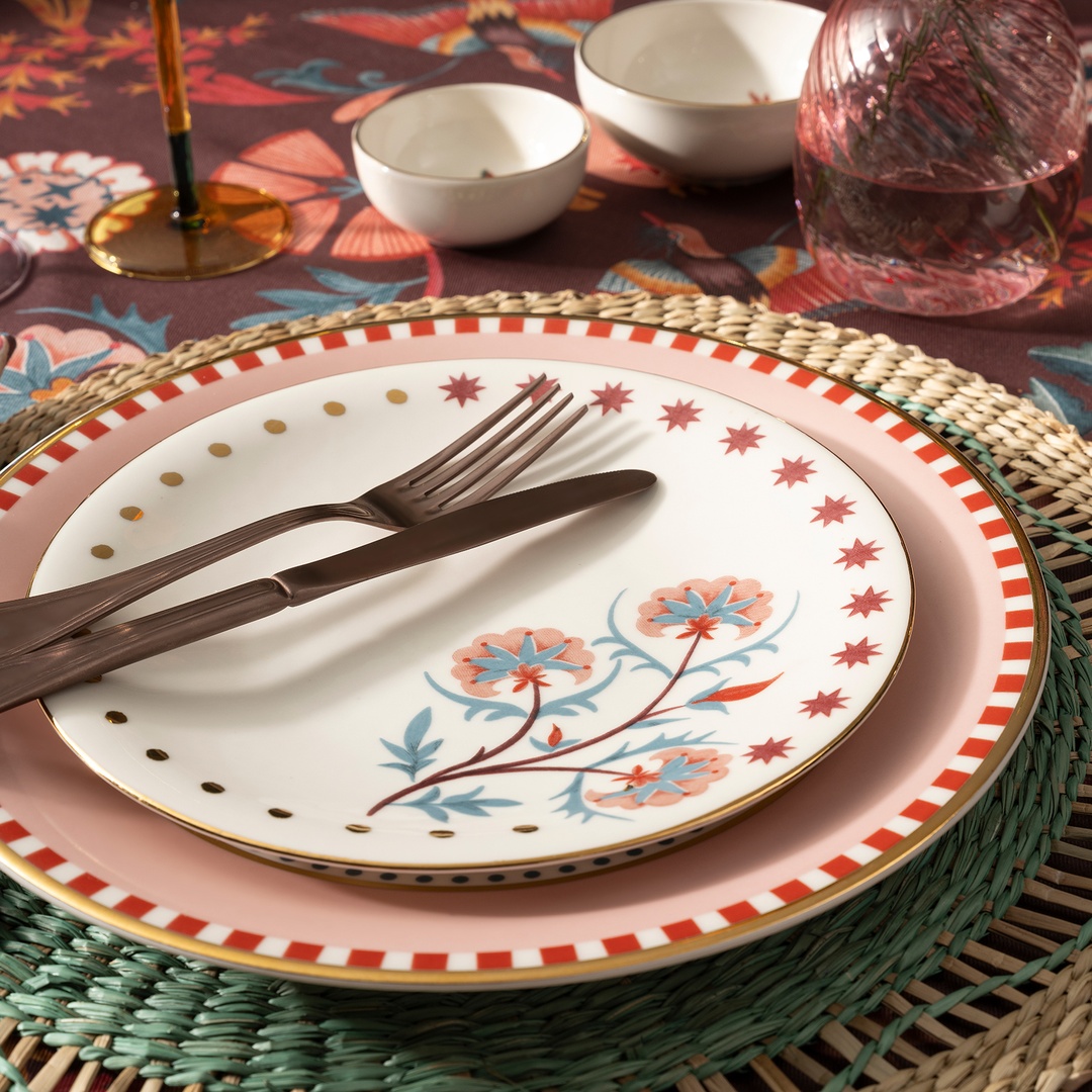 Gediz Porselen Pasta Tabağı 21 Cm Renkli