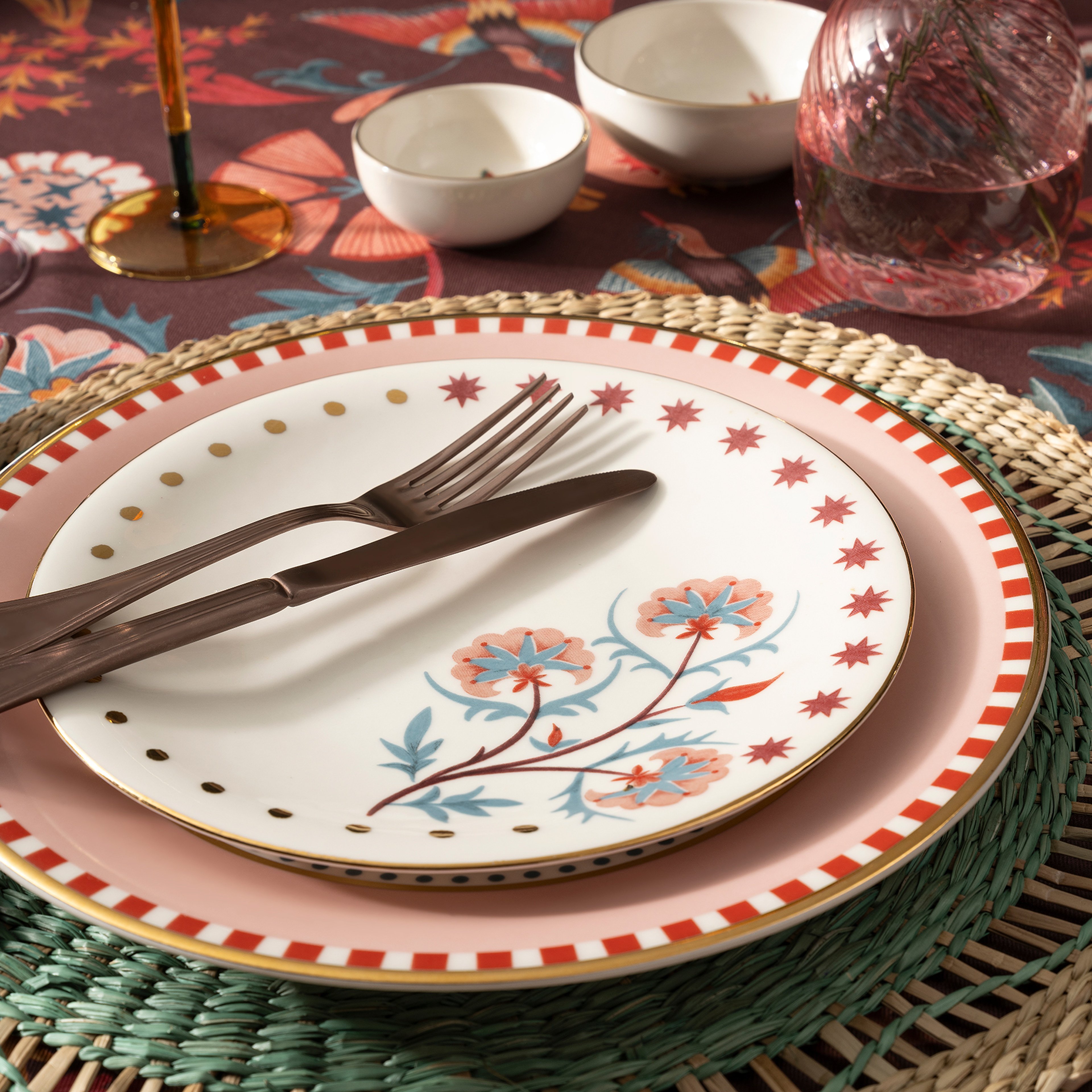 Gediz Porselen Pasta Tabağı 21 Cm Renkli