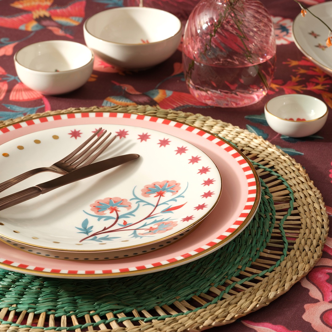 Gediz Porselen Pasta Tabağı 21 Cm Renkli