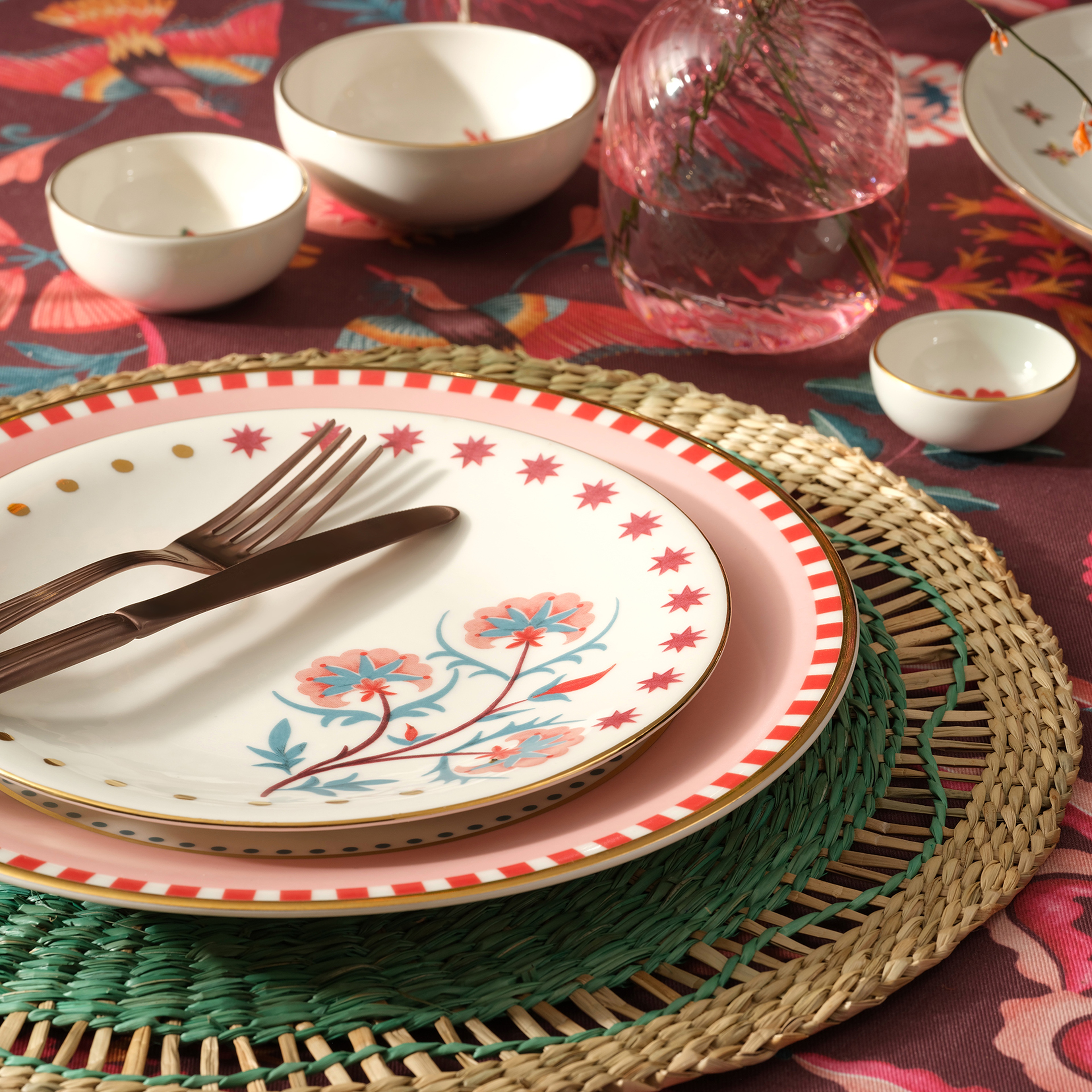 Gediz Porselen Pasta Tabağı 21 Cm Renkli