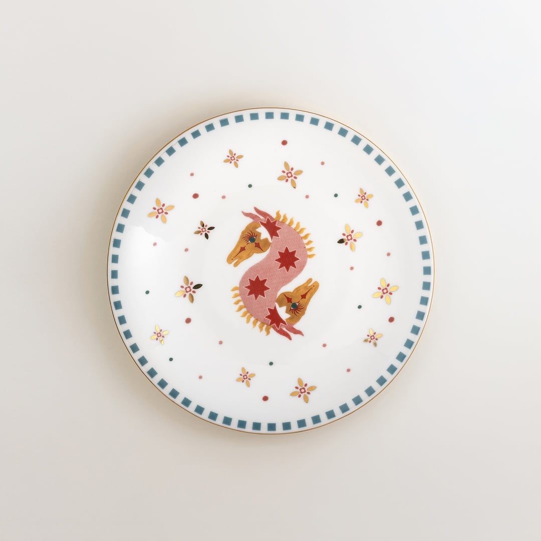 Gediz Porselen Pasta Tabağı 21 Cm Renkli