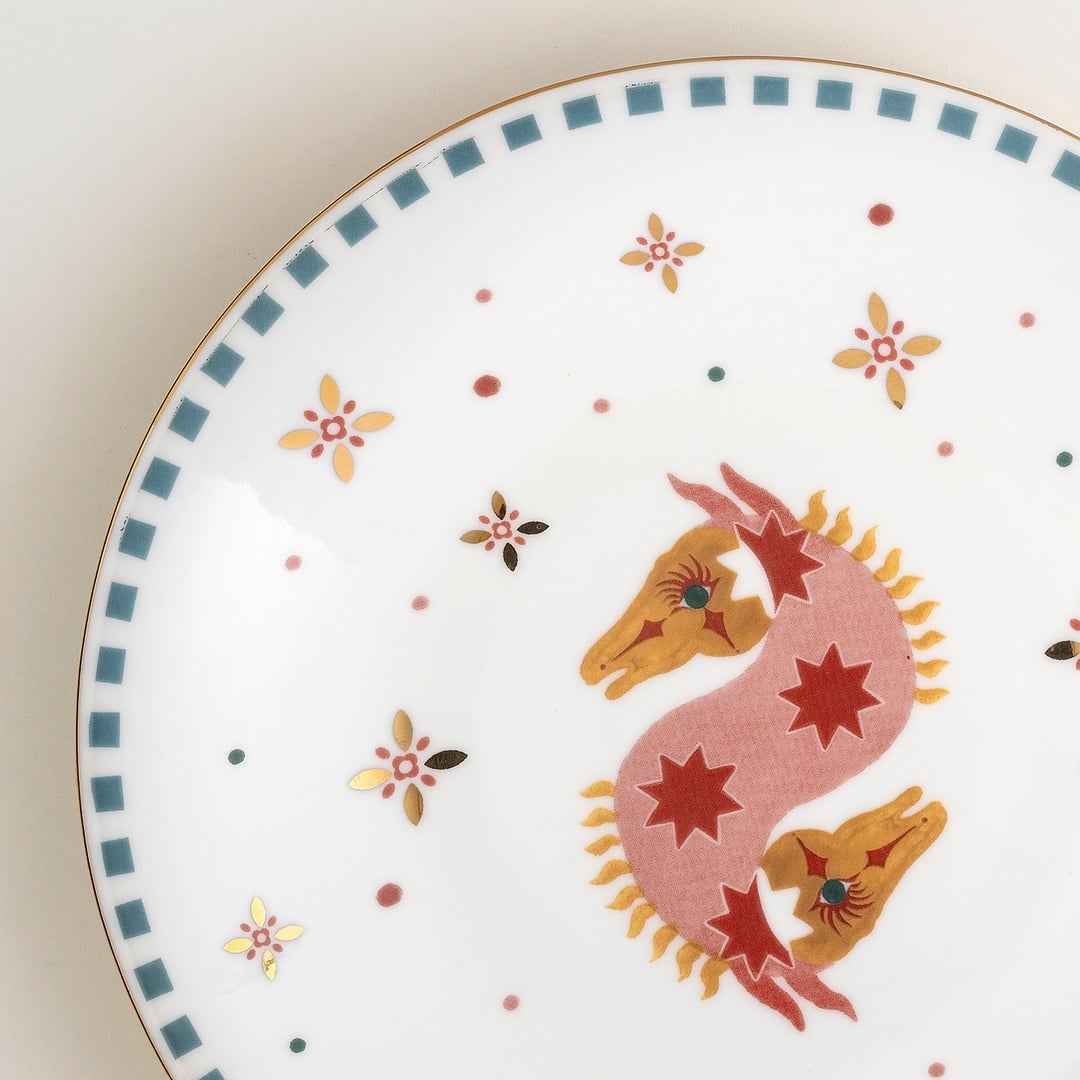 Gediz Porselen Pasta Tabağı 21 Cm Renkli