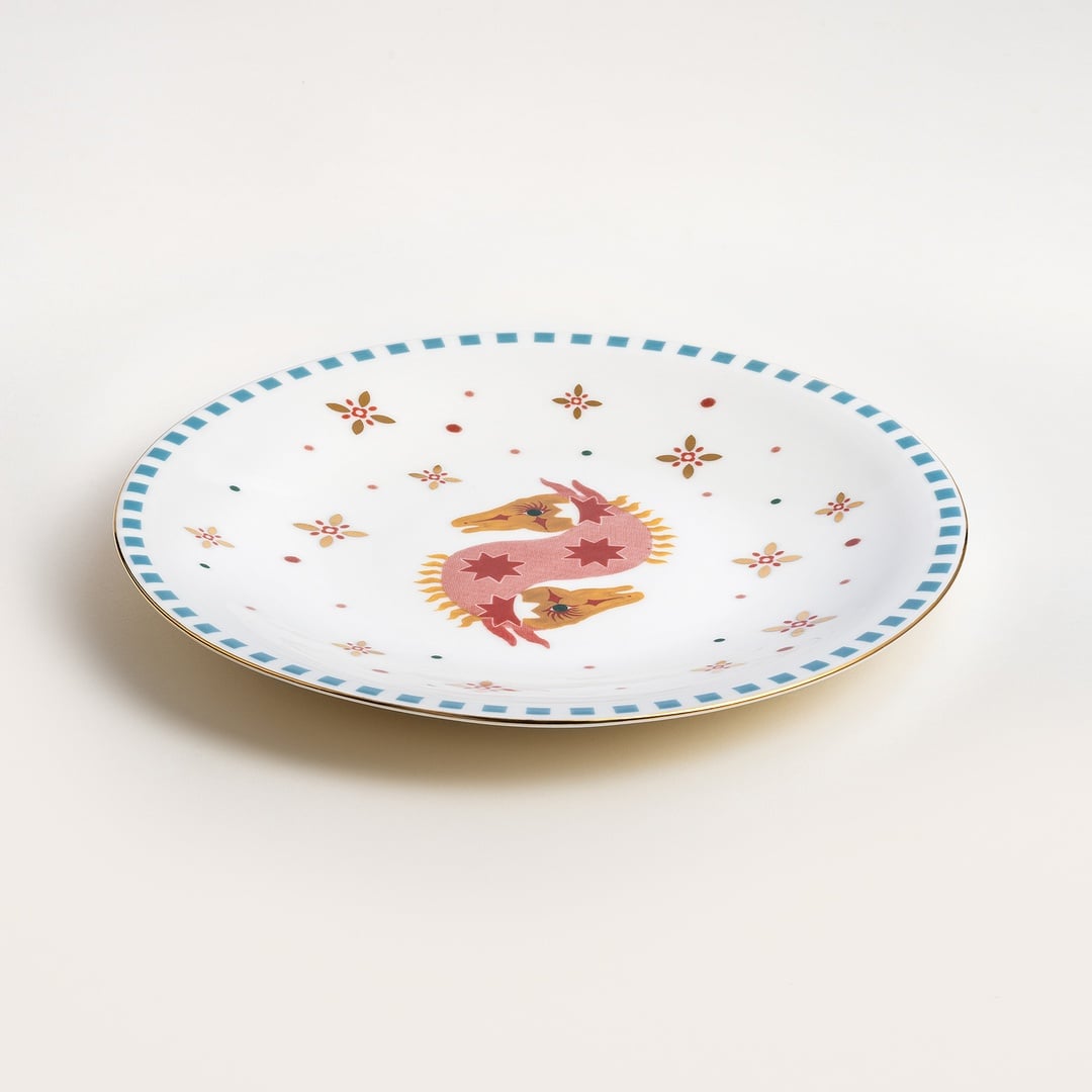 Gediz Porselen Pasta Tabağı 21 Cm Renkli