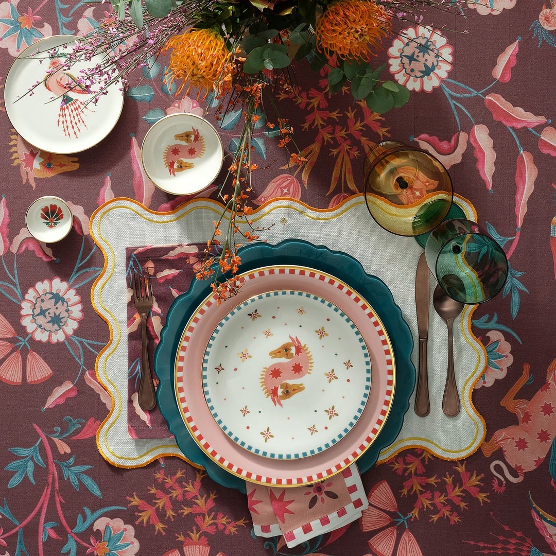 Gediz Porselen Pasta Tabağı 21 Cm Renkli