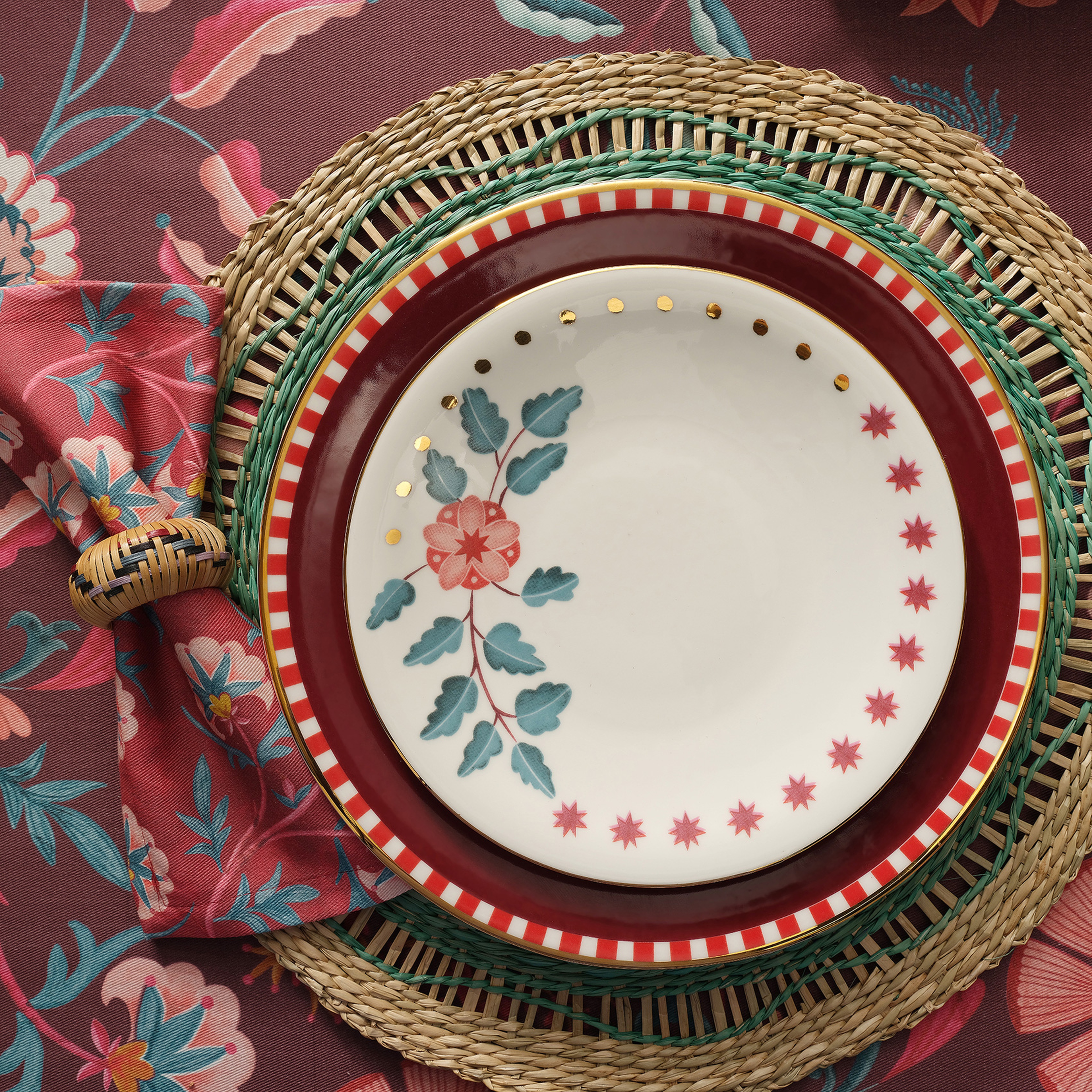 Gediz Porselen Pasta Tabağı 21 Cm Renkli