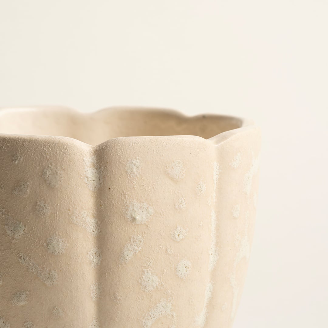 Lızbon Earthenware Vazo 13x13x11,5cm Krem