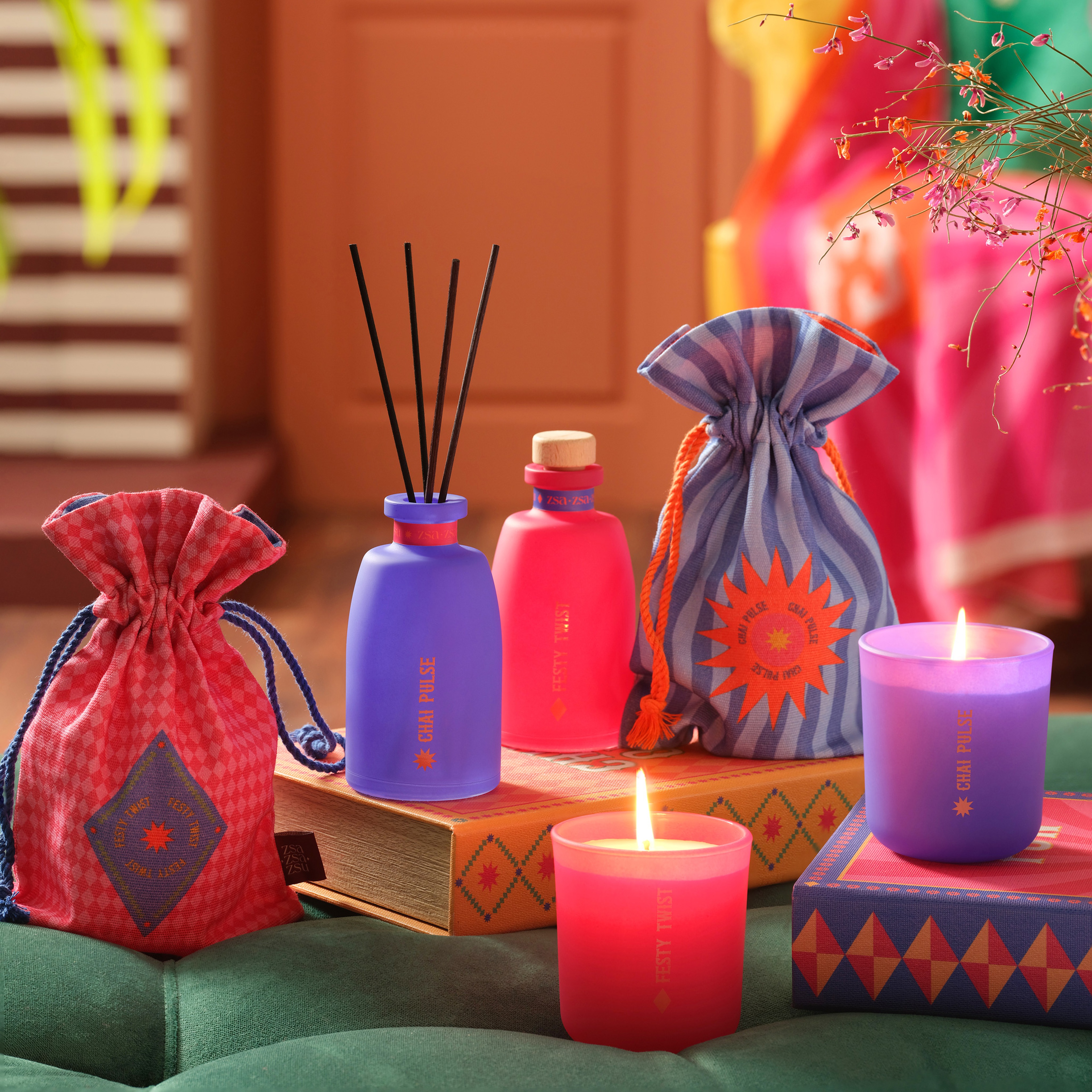 Festy Twıst Parafın Kokulu Mum - Fuşya