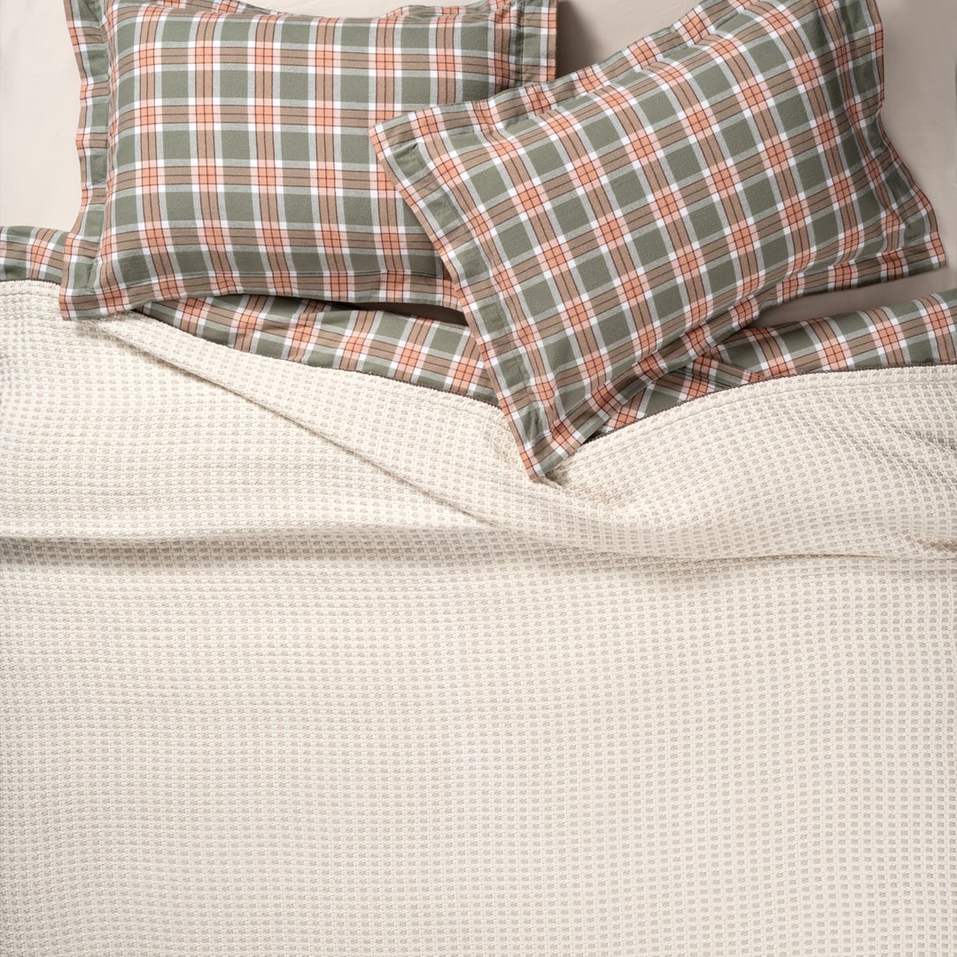 Costa Kenar İşlemeli İplik Boyalı Çift Kişilik Pamuk %100 Pamuk Pike 200x220 Cm Natural