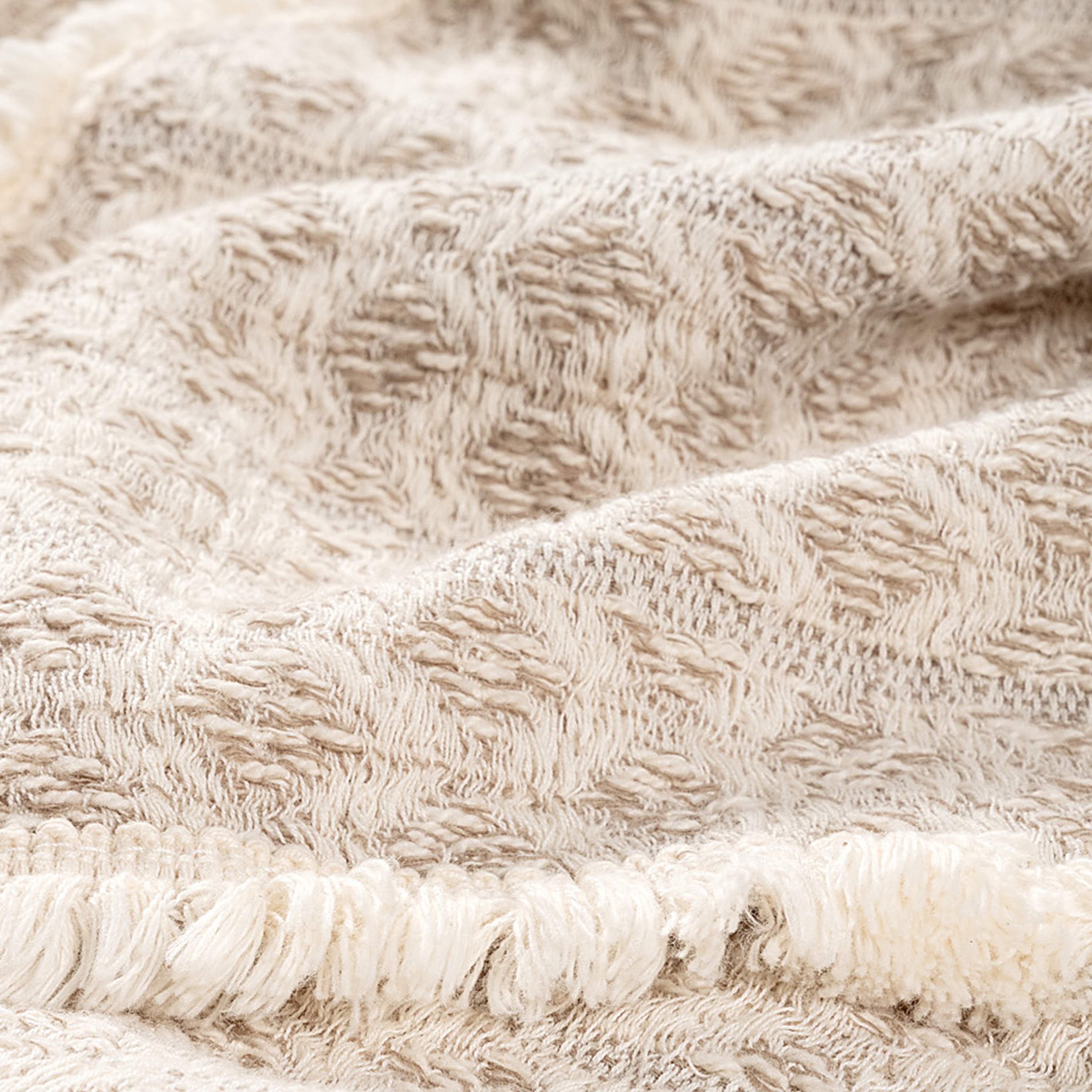 Costa Saçaklı İplik Boyalı Çift Kişilik Pamuk %100 Pamuk Pike 200x220 Cm Bej