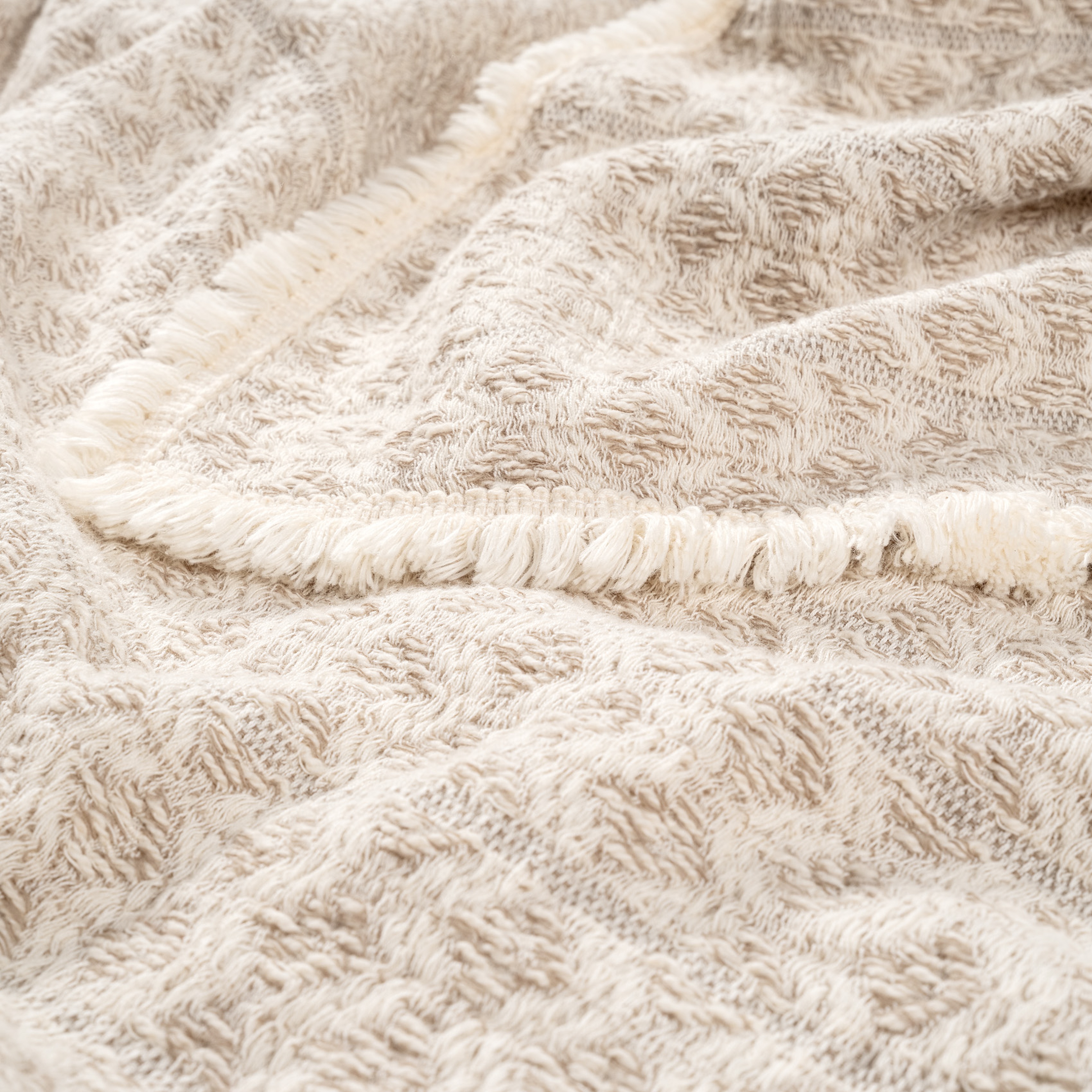 Costa Saçaklı İplik Boyalı Kıng Sıze Pamuk %100 Pamuk Pike 240x220 Cm Bej