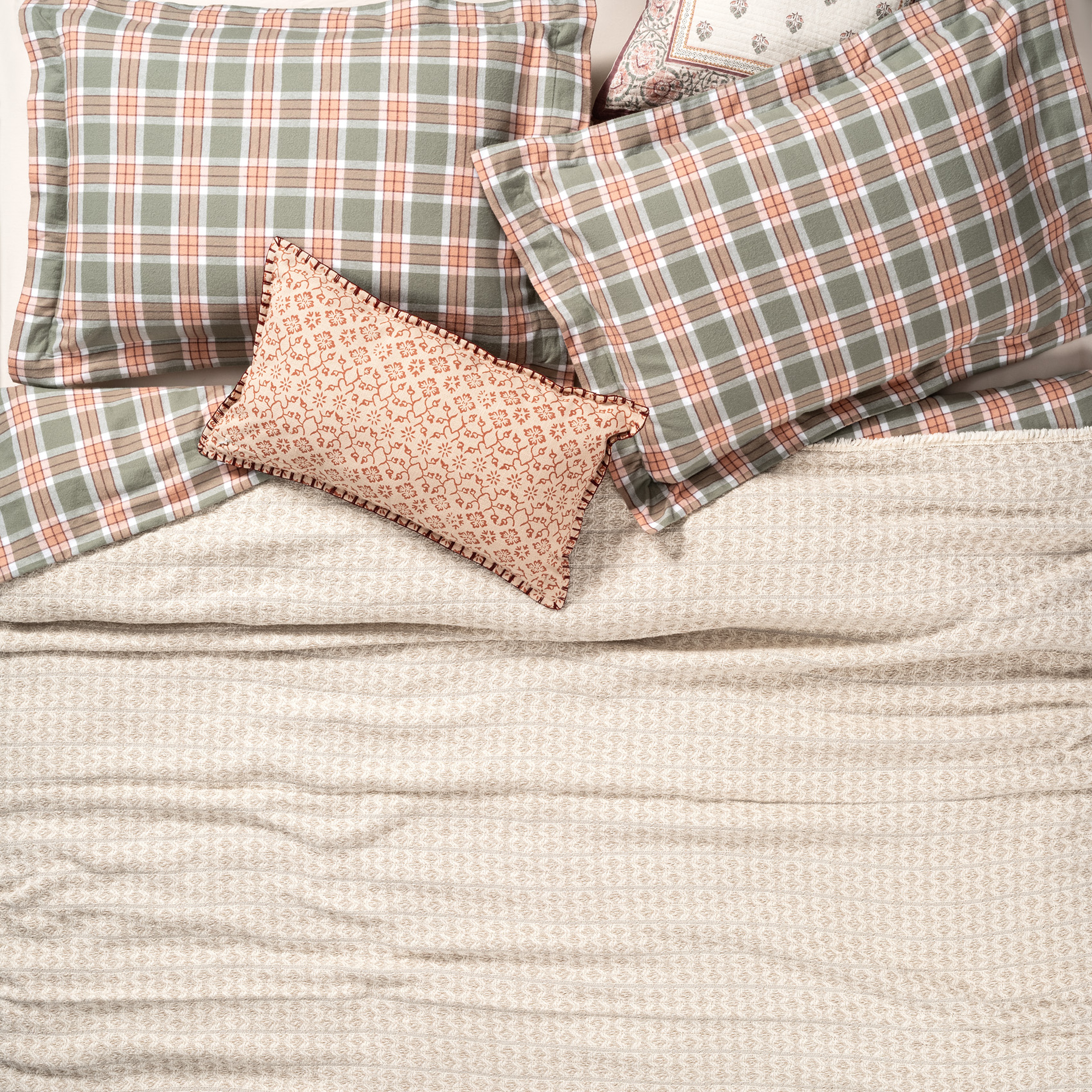 Costa Saçaklı İplik Boyalı Kıng Sıze Pamuk %100 Pamuk Pike 240x220 Cm Bej