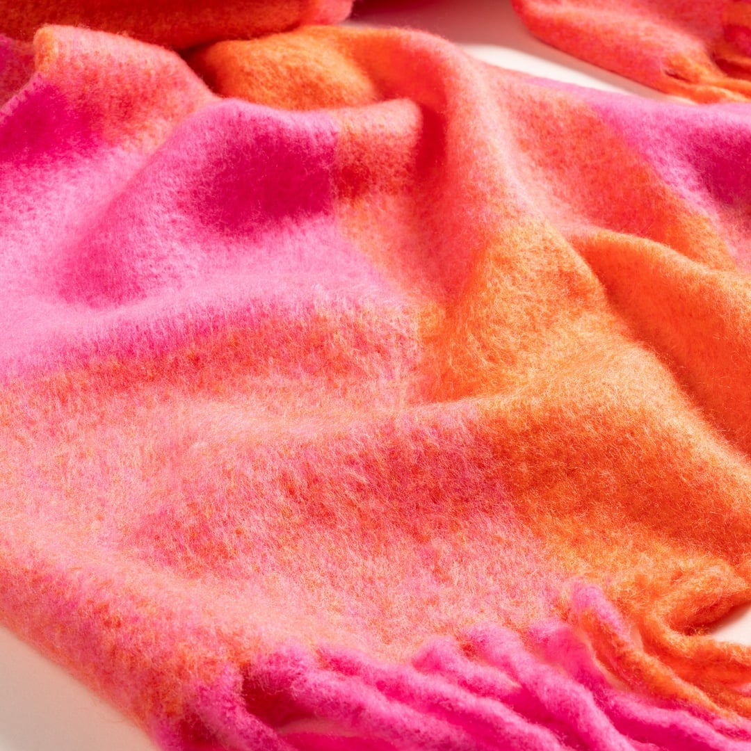 Pera Akrilik Yün Atkı 45x220 Cm Turuncu/pembe