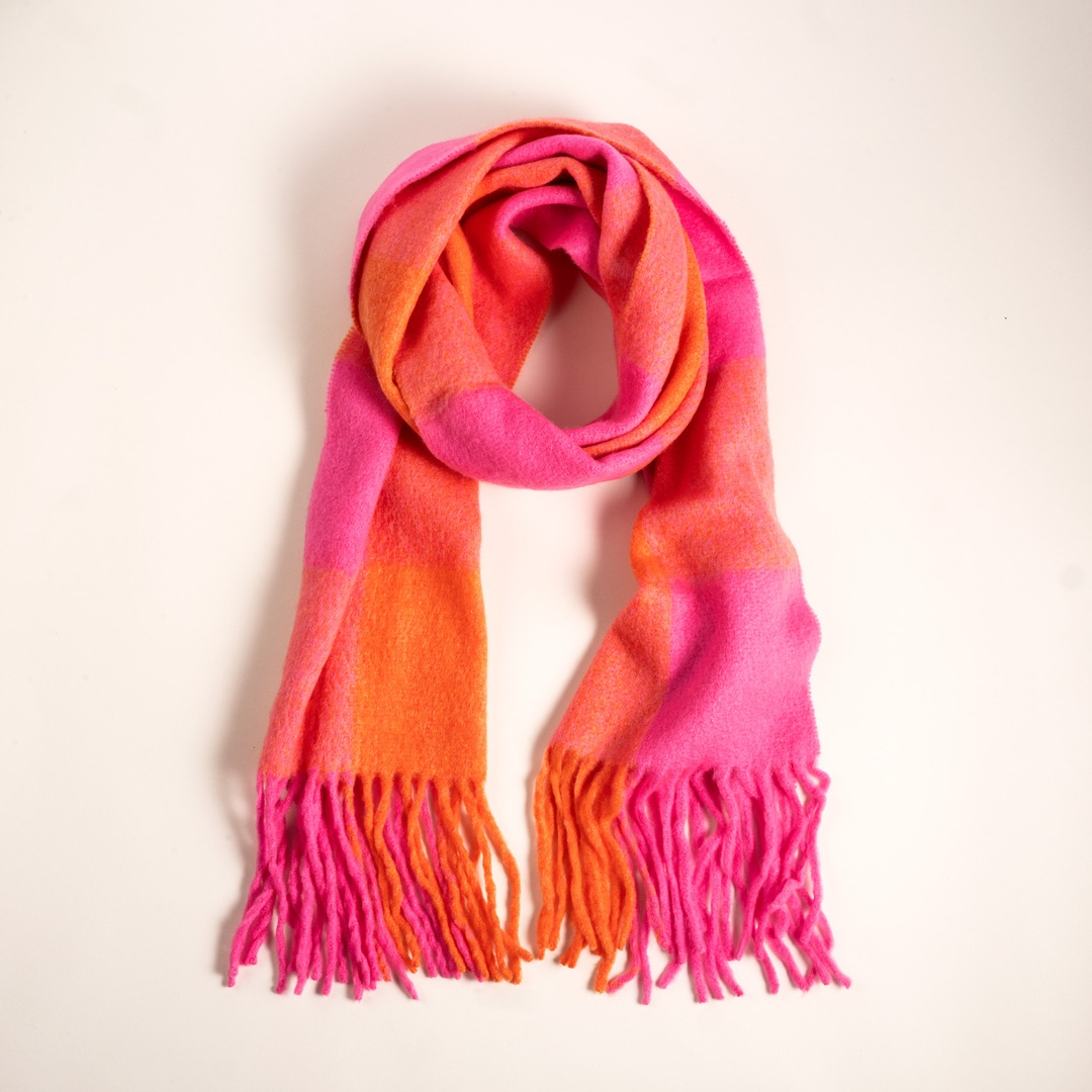 Pera Akrilik Yün Atkı 45x220 Cm Turuncu/pembe