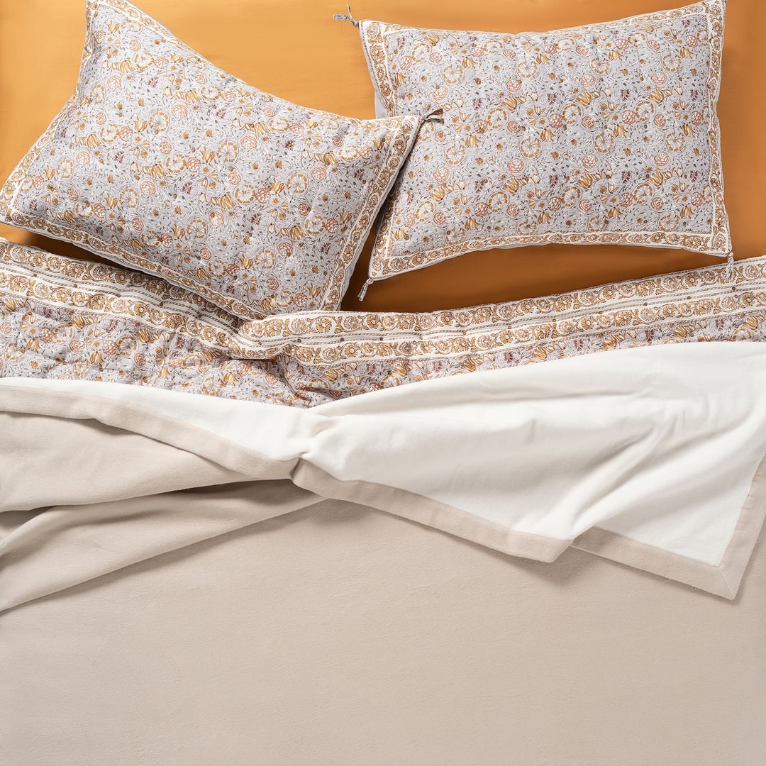 Novelas Çift Taraflı Organik Pamuk %100 Organik Pamuk Battaniye 160x220 Cm Ekru