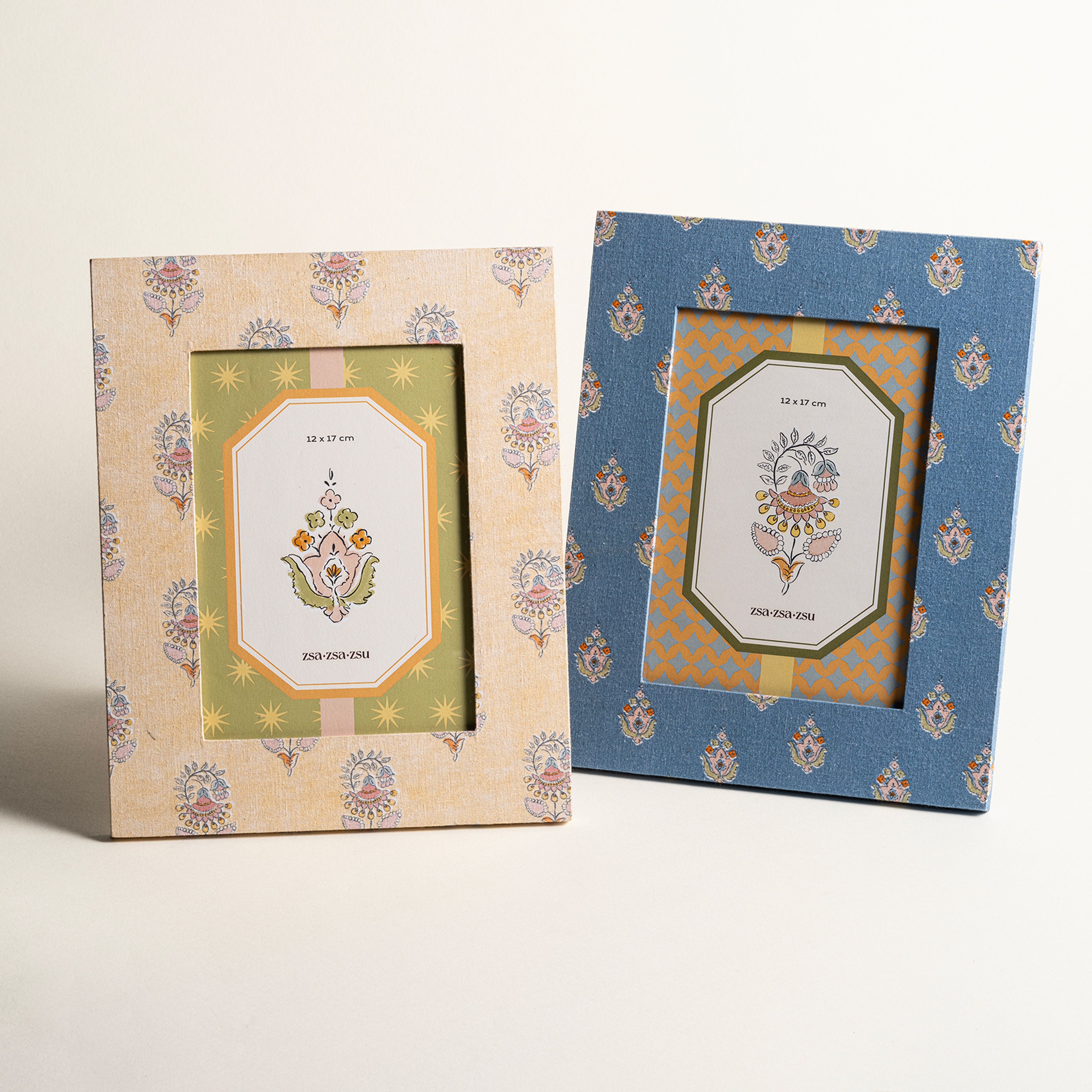 Noıda Baskılı Yapay Süet - Mdf - Cam - Kumaş: %100 Pamuk Çerçeve 18.40x23.50 Cm Mavi