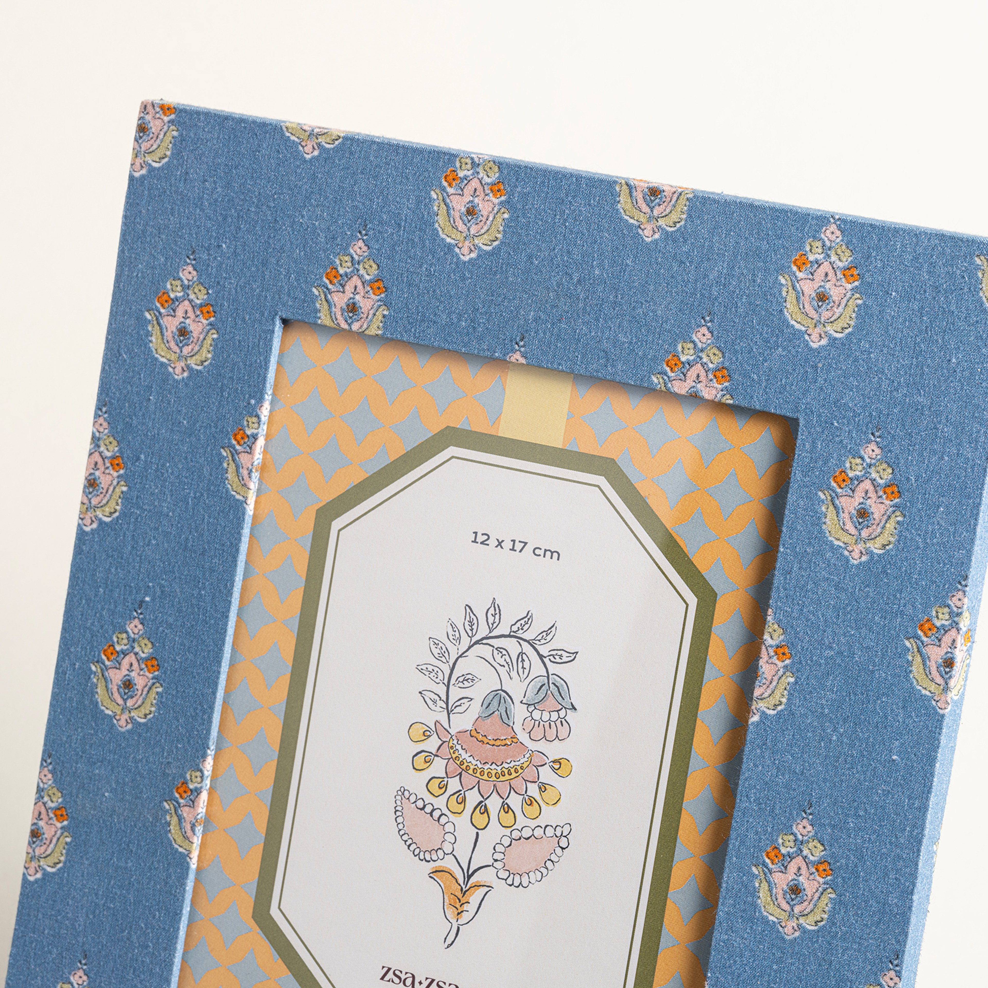 Noıda Baskılı Yapay Süet - Mdf - Cam - Kumaş: %100 Pamuk Çerçeve 18.40x23.50 Cm Mavi