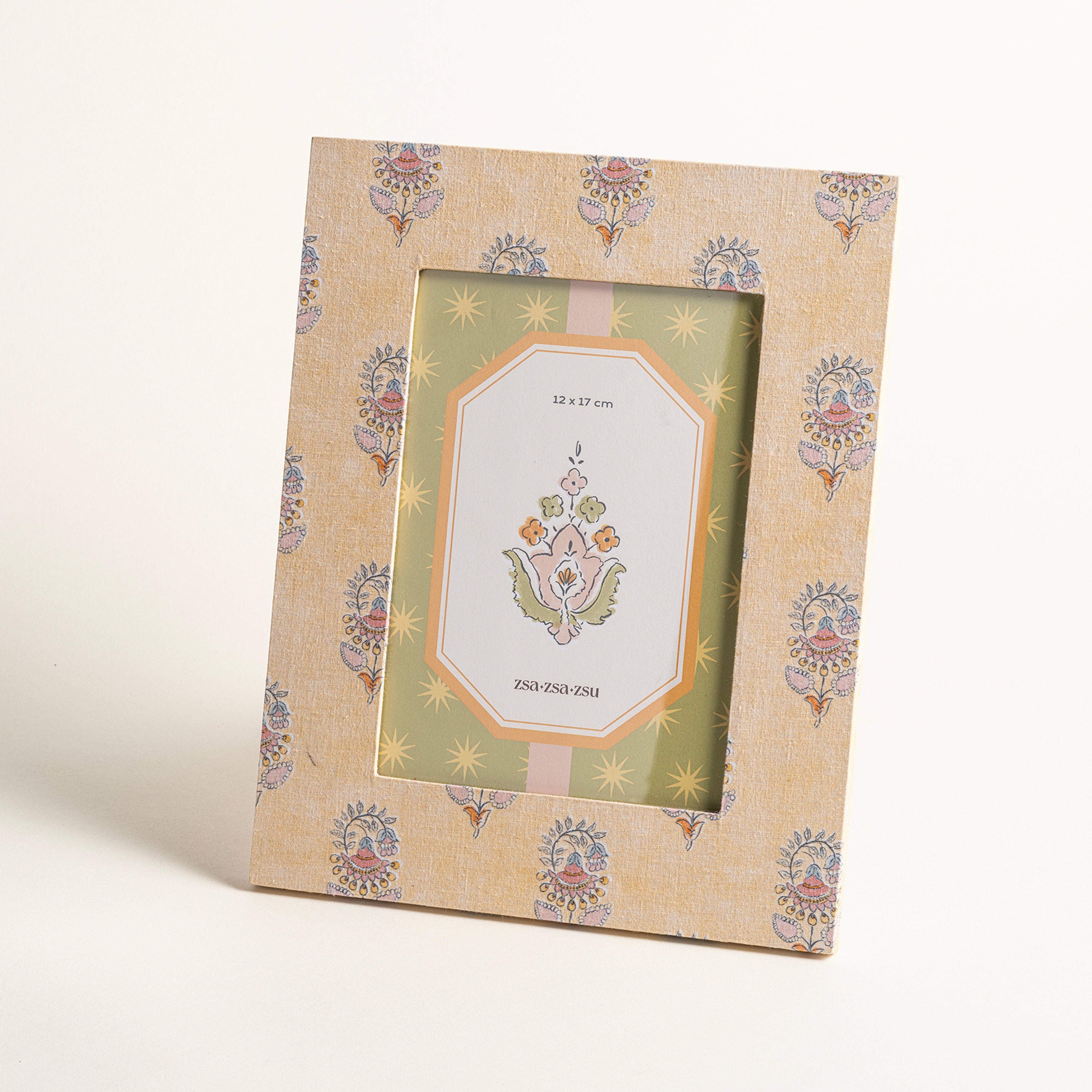 Noıda Baskılı Yapay Süet - Mdf - Cam - Kumaş: %100 Pamuk Çerçeve 18.40x23.50 Cm Açık Sarı