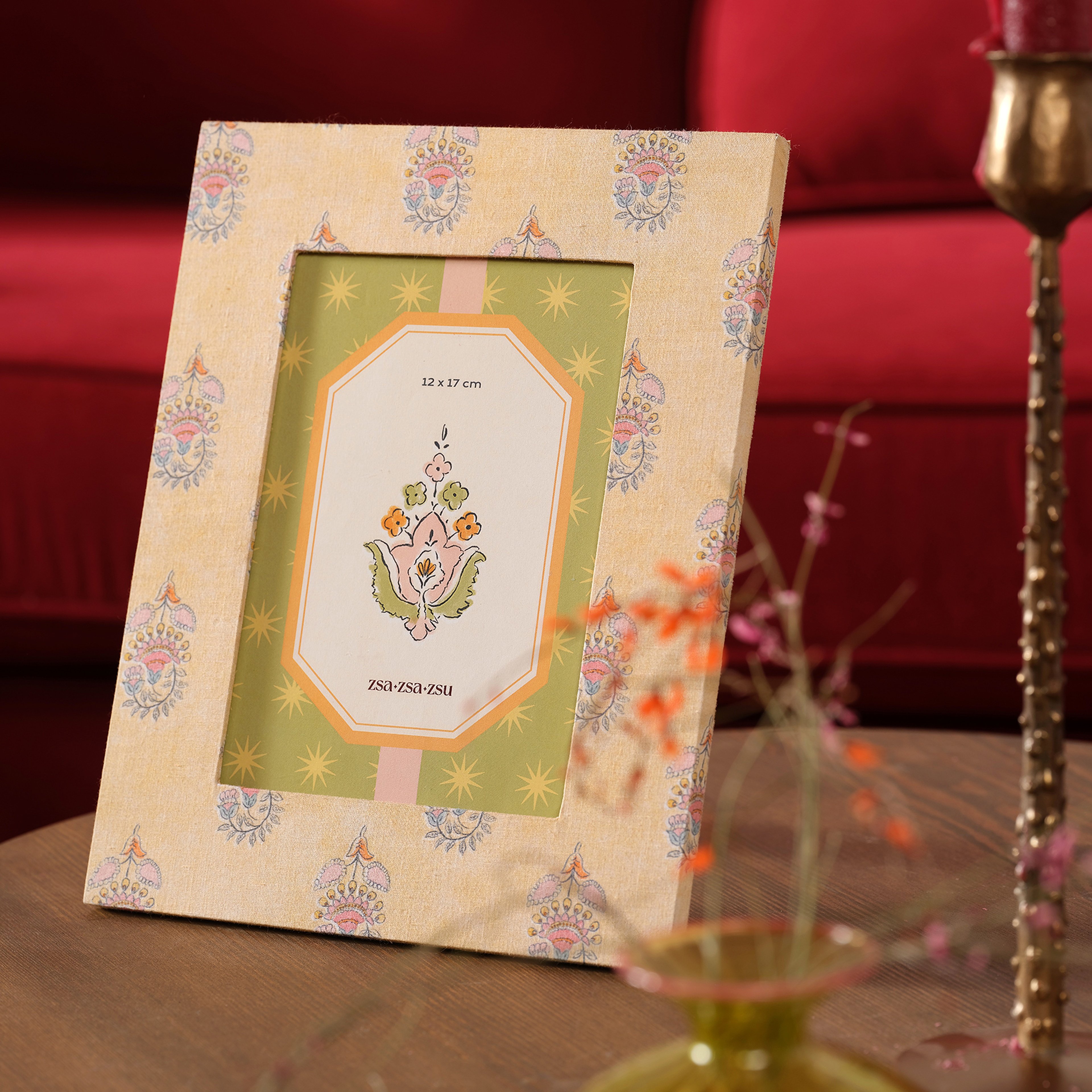 Noıda Baskılı Yapay Süet - Mdf - Cam - Kumaş: %100 Pamuk Çerçeve 18.40x23.50 Cm Açık Sarı