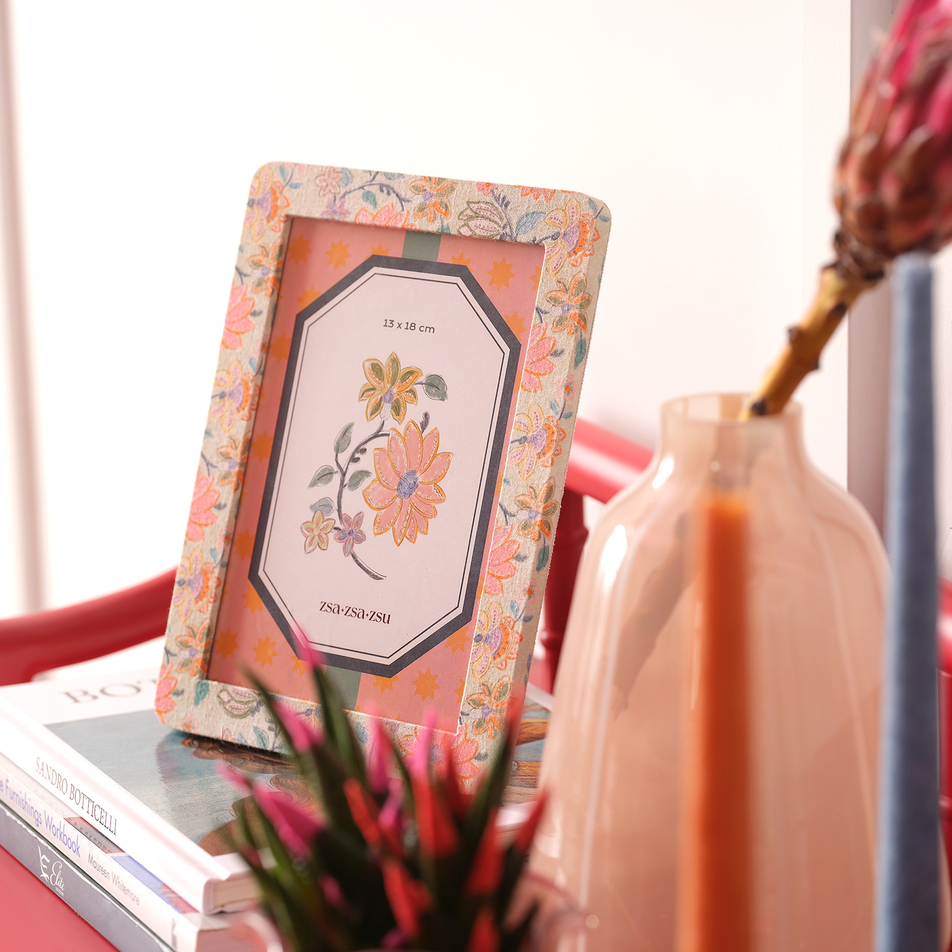 Noıda Baskılı Yapay Süet - Mdf - Cam - Kumaş: %100 Pamuk Çerçeve 17.30x23.50 Cm Yeşil