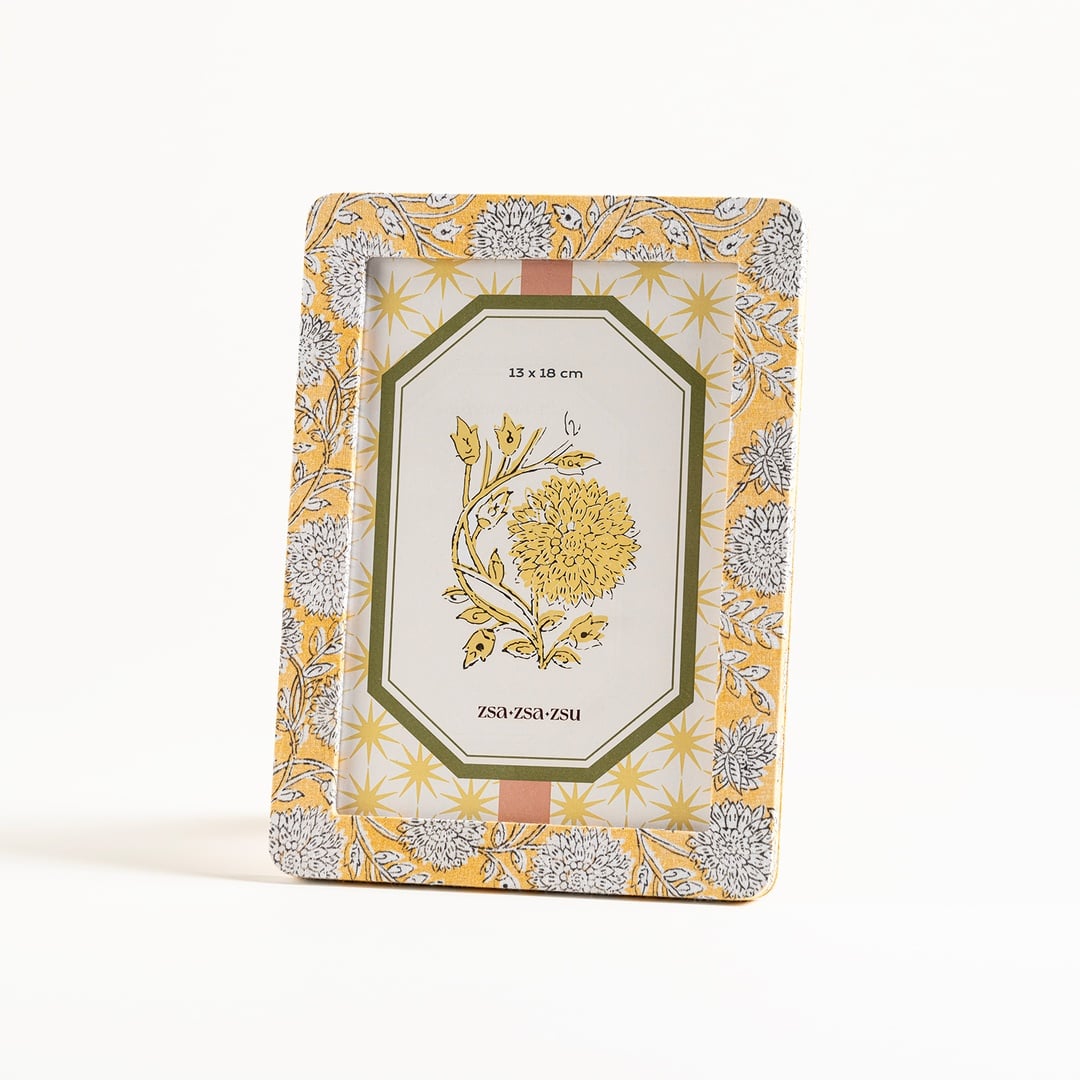 Noıda Baskılı Yapay Süet - Mdf - Cam - Kumaş: %100 Pamuk Çerçeve 17.30x23.50 Cm Sarı