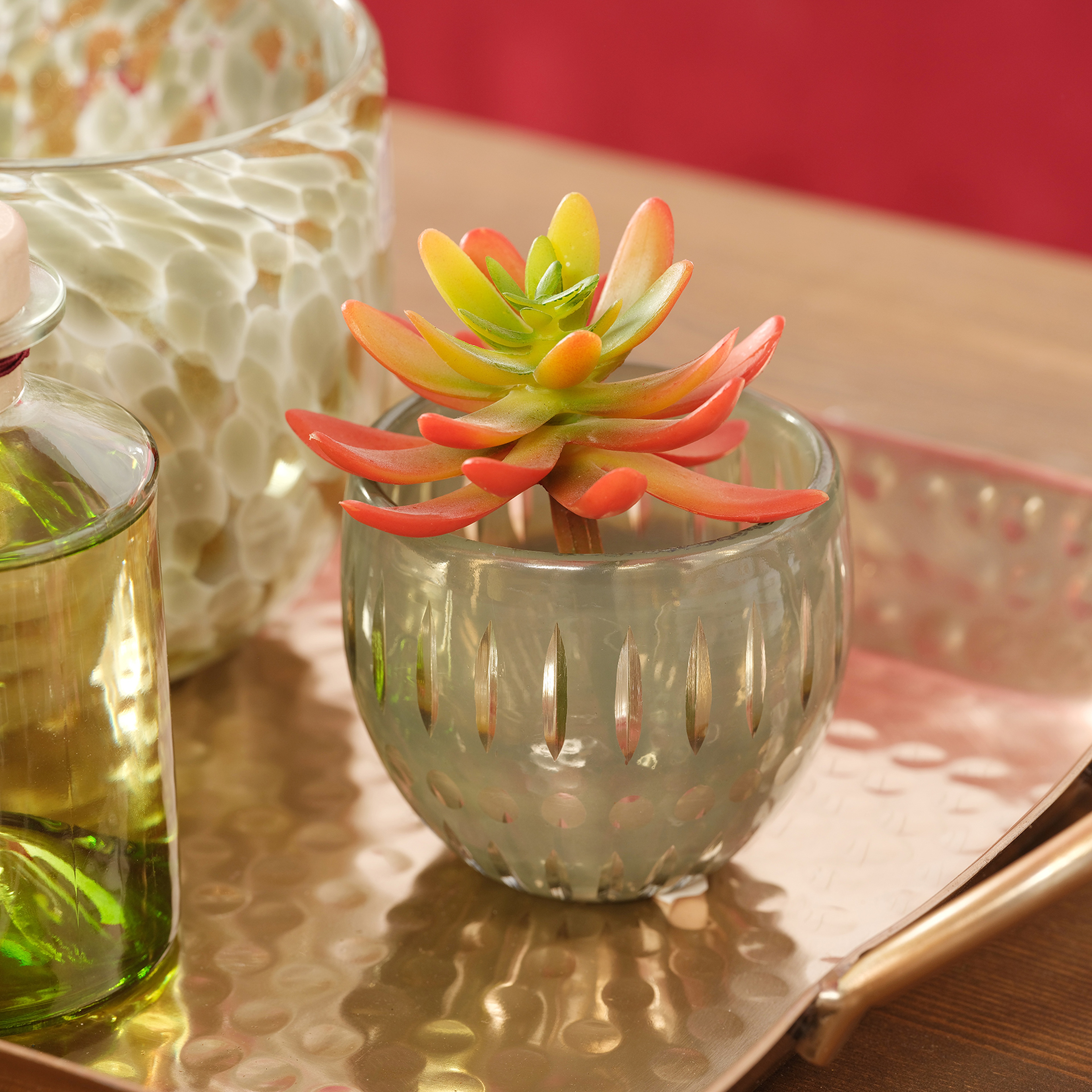 Aravalı Cam Dekoratif Kase 8x8x7.5 Cm Yeşil