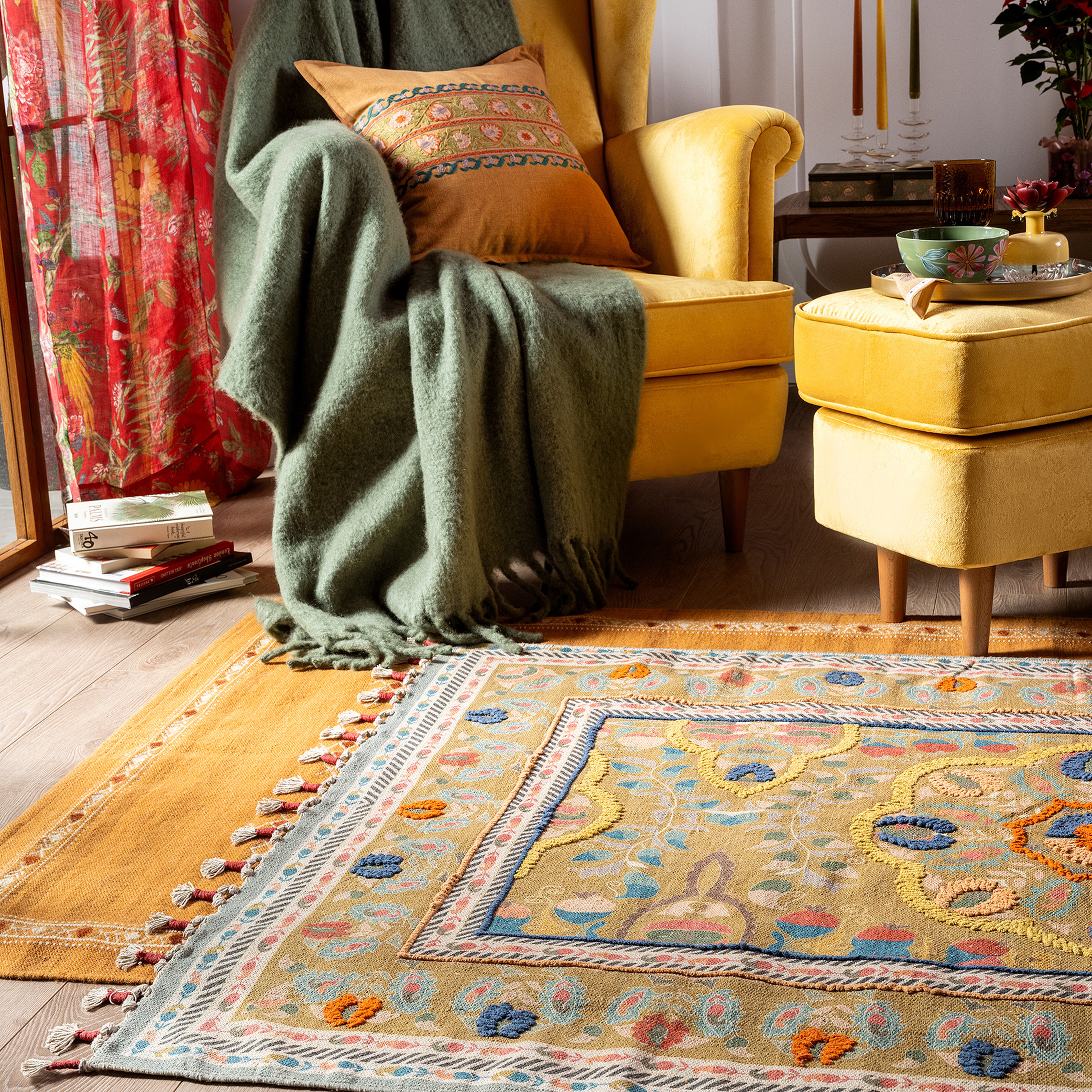 Palrı Pamuk Pamuk %100 Pamuk Kilim 120x180 Cm Hardal