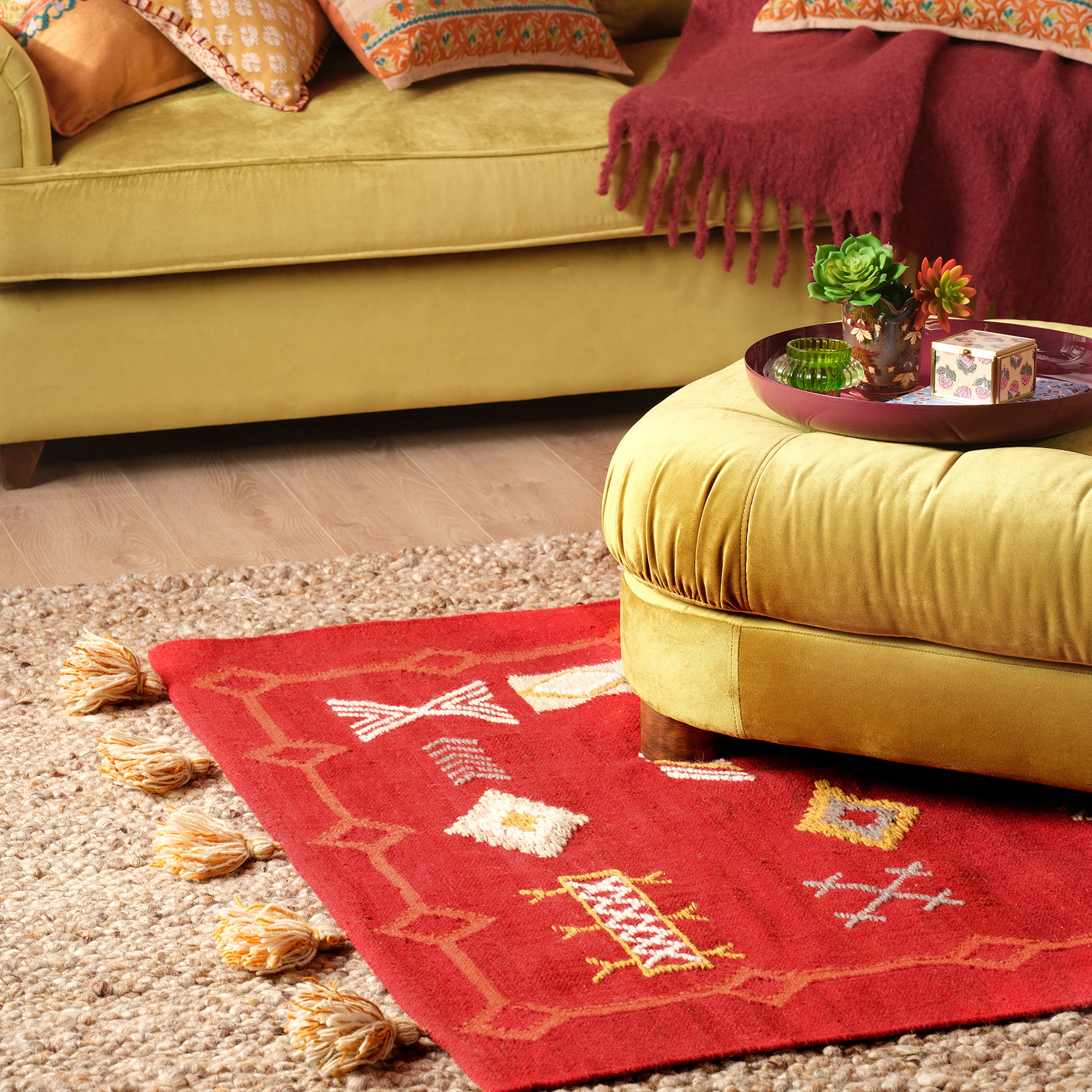 Jaıpur Yün Kilim 120x180 Cm Kırmızı